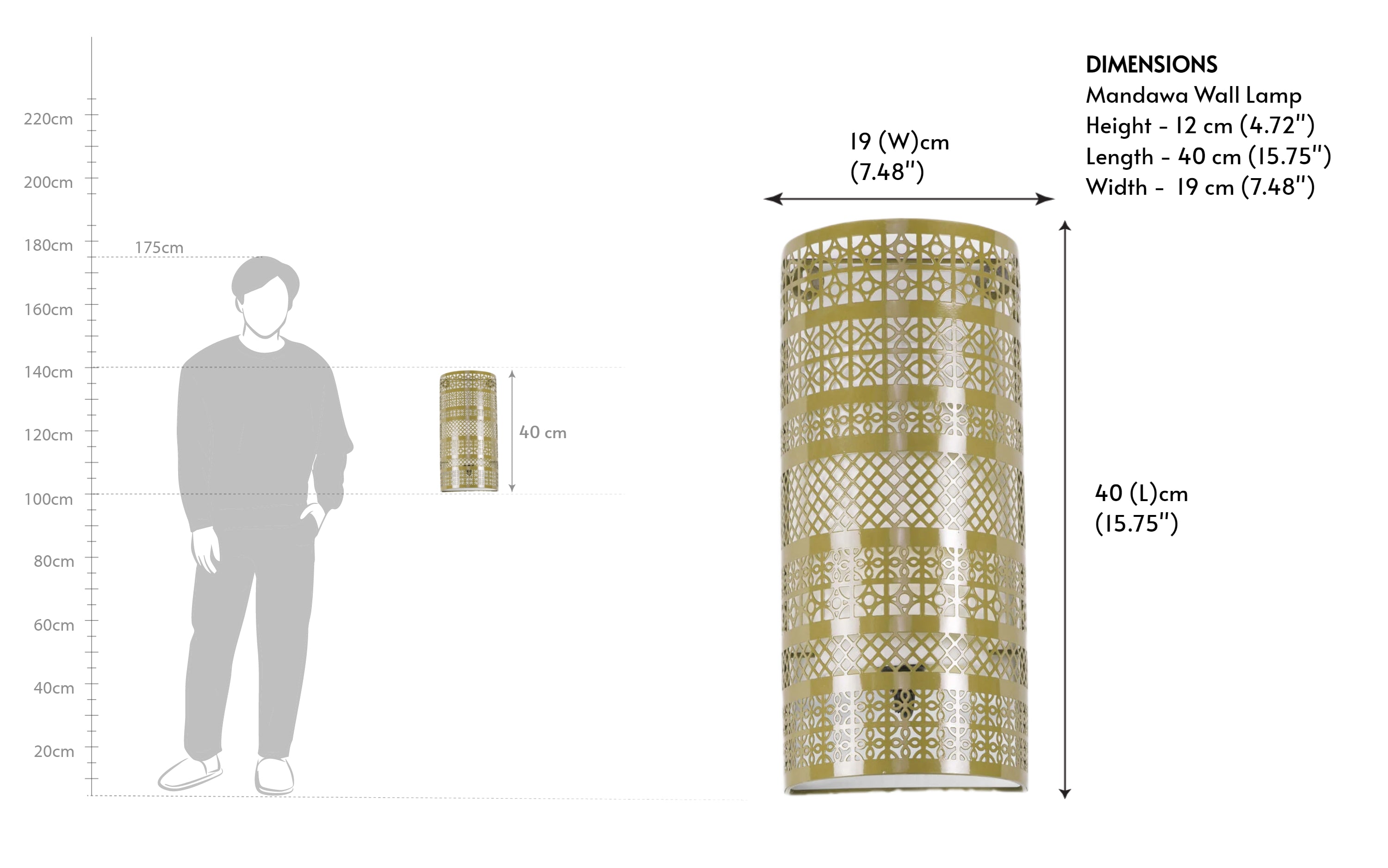 Buy Mandawa Decorative Metal Gold Wall Lamp - Close shot - from right angle - Orange Tree