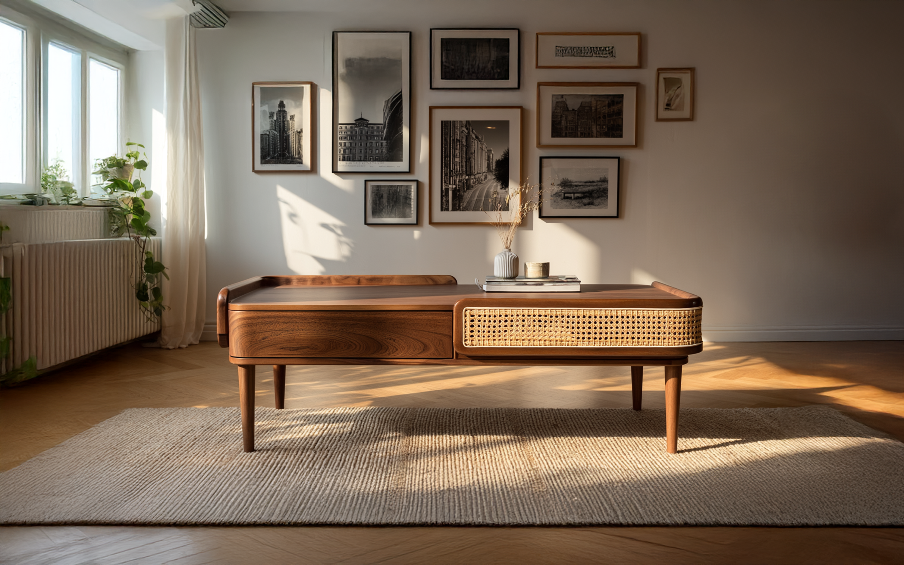 Meadow Rectangular Wooden Coffee Table with Drawer Storage - Orange Tree