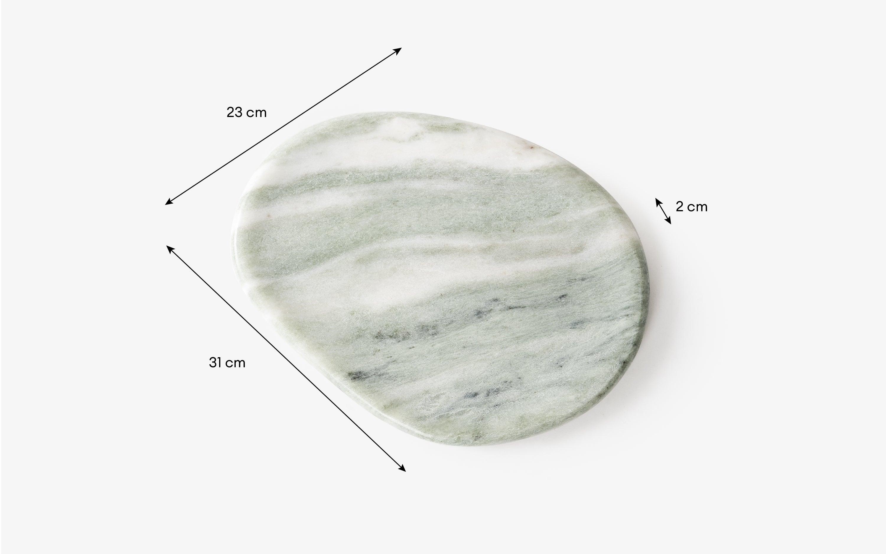Mellow Marble Platter Big Size in Green Matte Finish - Close shot - from upper angle - Orange Tree