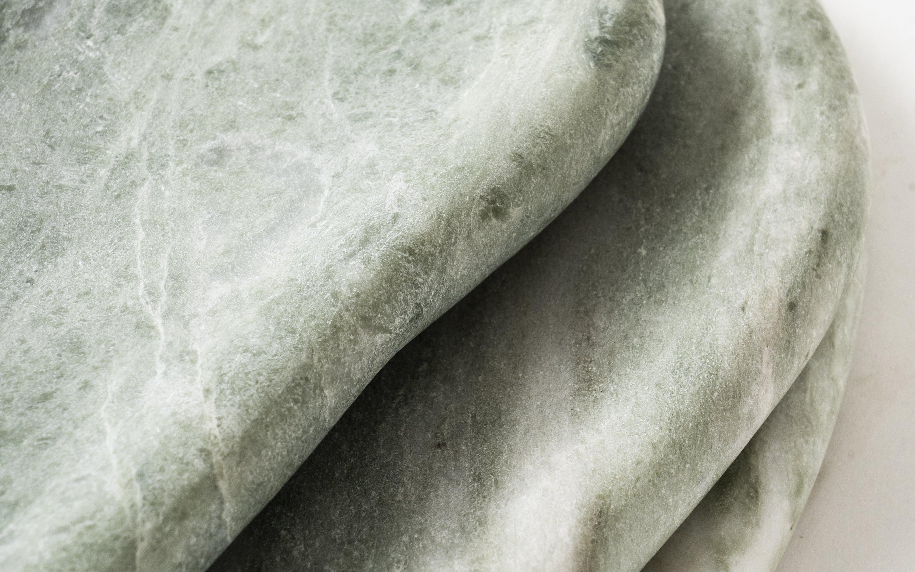 Mellow Marble Platter Big Size in Green Matte Finish - Close shot - from right angle - Orange Tree