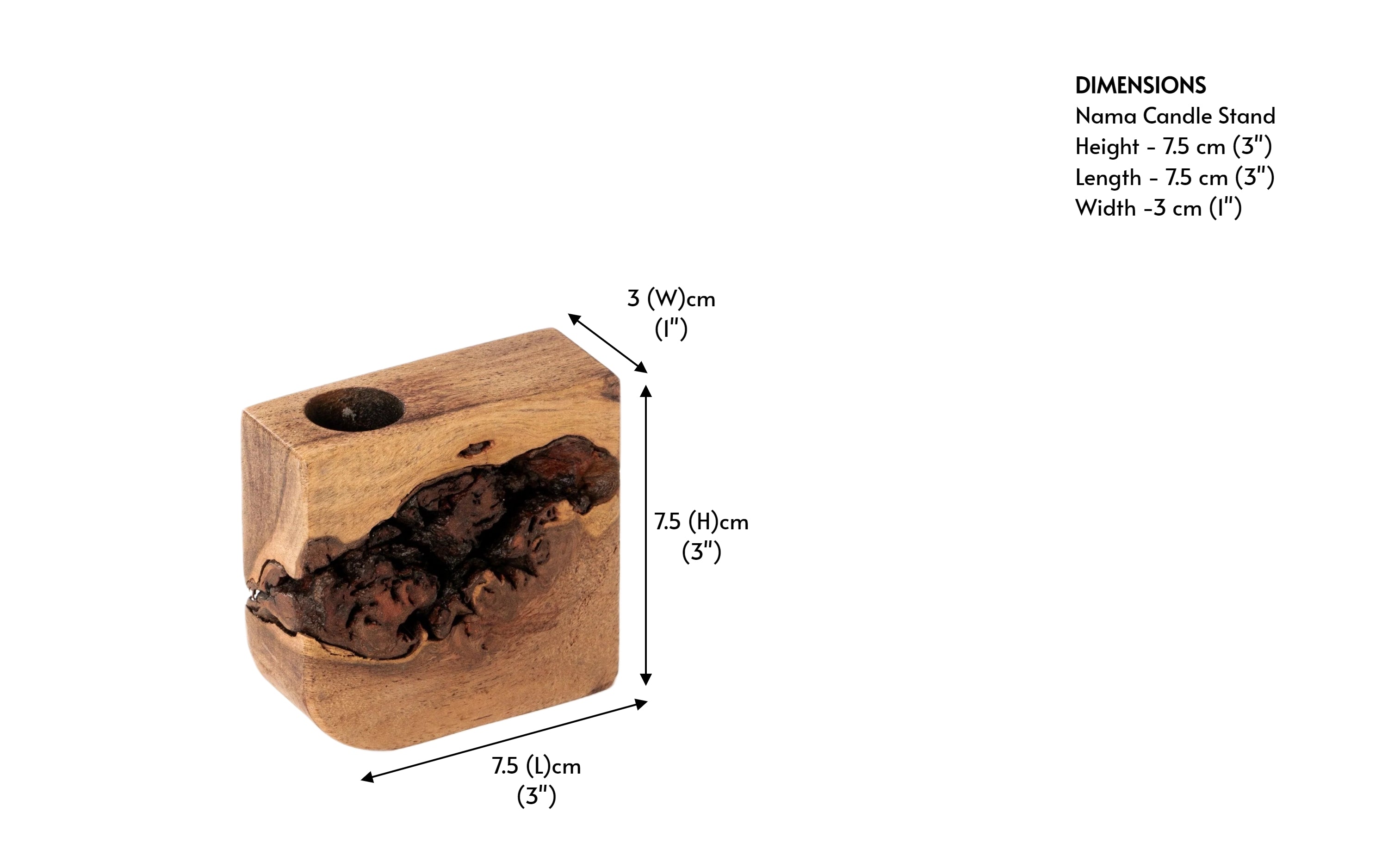 Nama Wooden Candle Stand online in Walnut Finish - Close shot - from right angle - Orange Tree