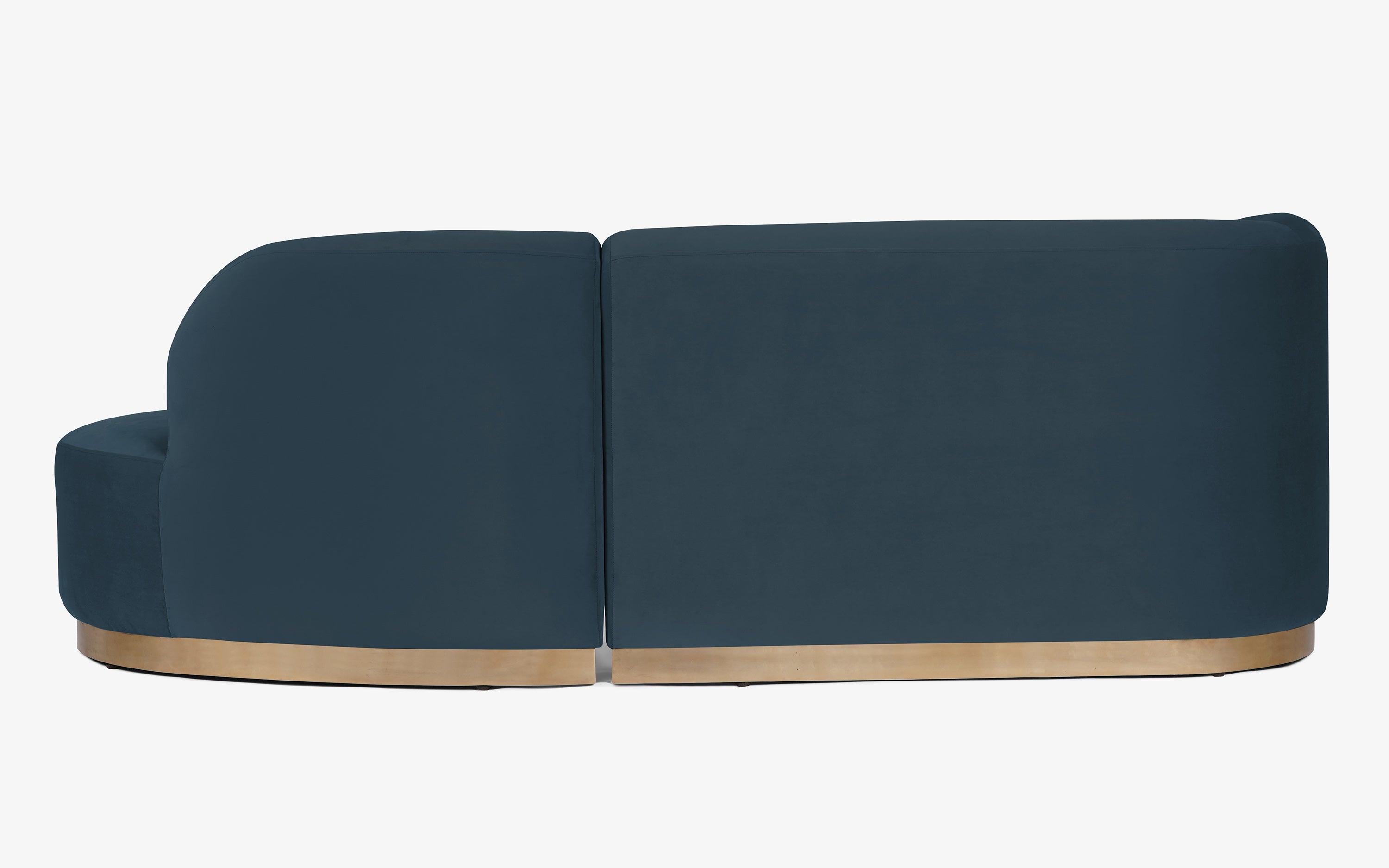 Nara L-Shape Navy Blue Sectional Sofa | Luxury Couch​ - with white background - Orange Tree