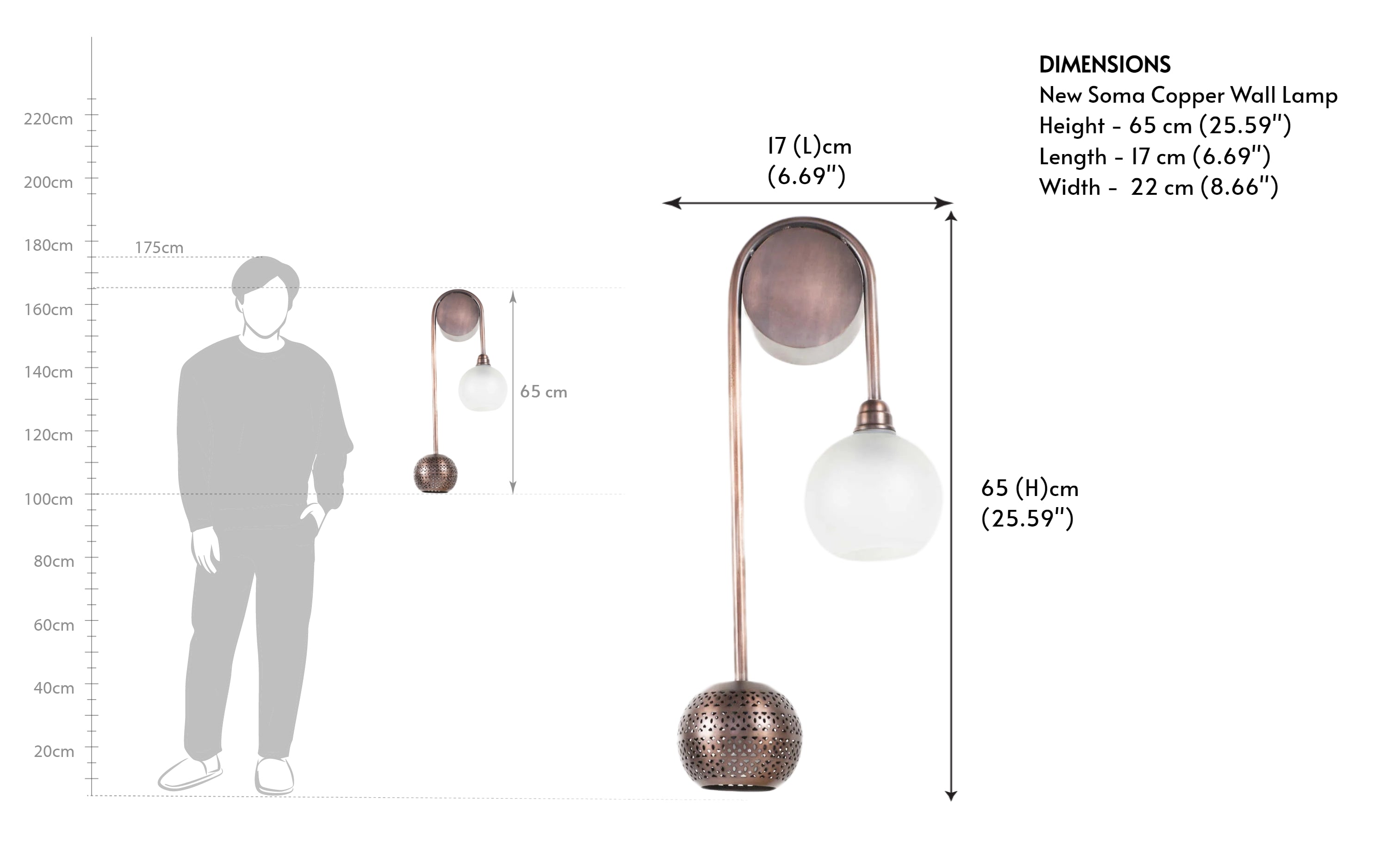 New Soma Copper Globe Wall Lamp for Home - Close shot - from right angle - Orange Tree