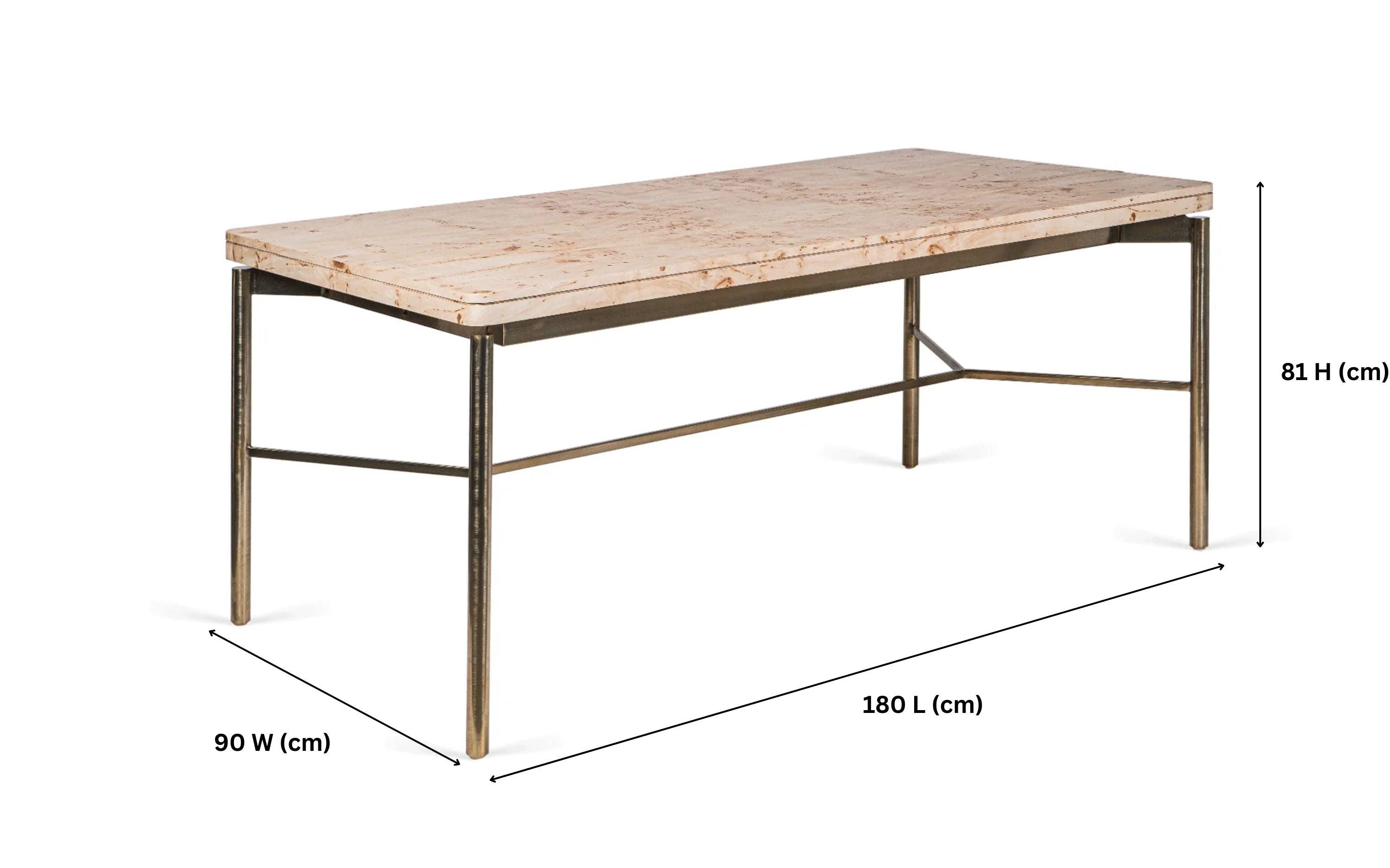 Nouve Modern 6 Seater Dining Table with Brass Legs - with white background - Orange Tree