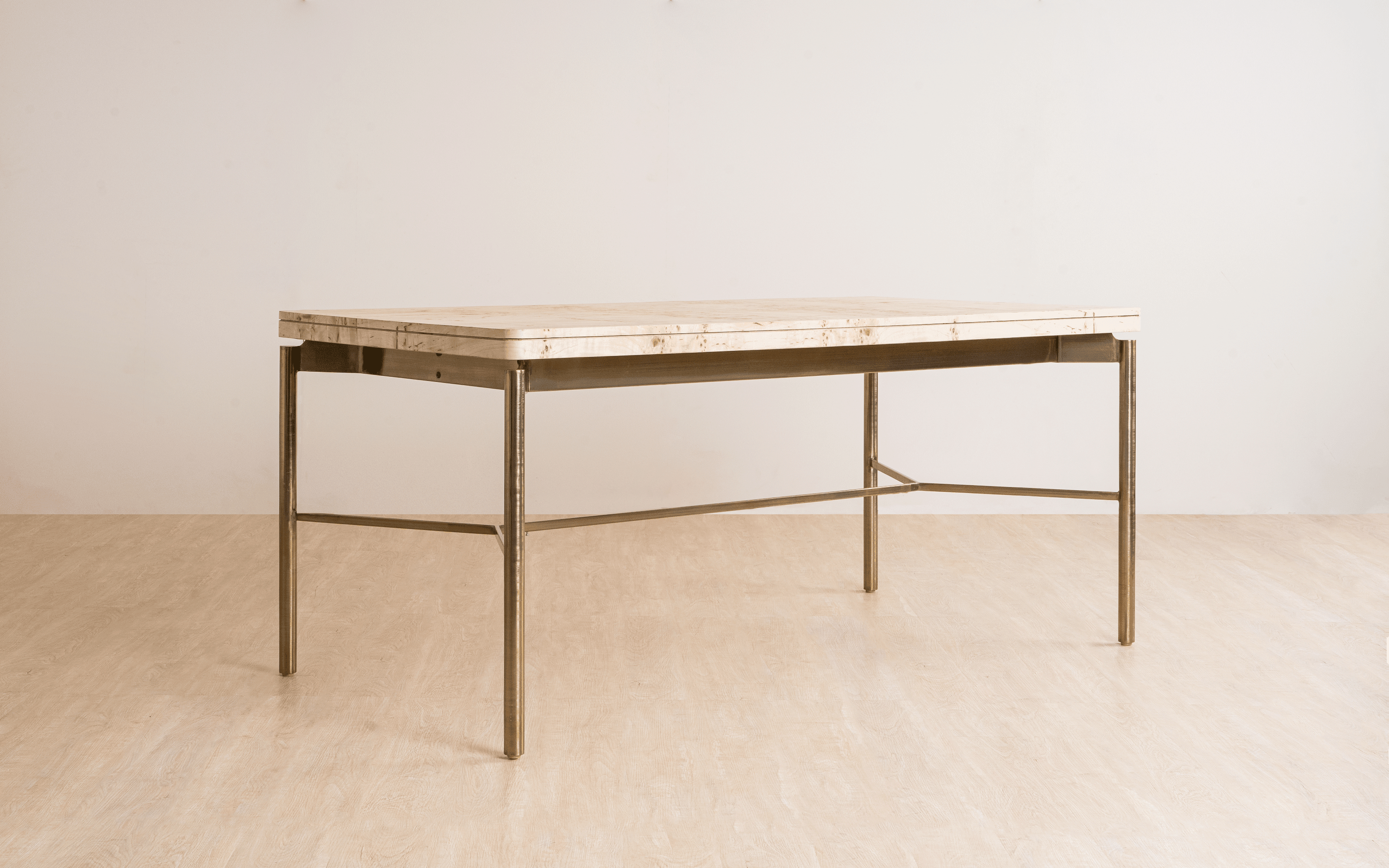 Nouve Modern 6 Seater Dining Table with Brass Legs - Orange Tree