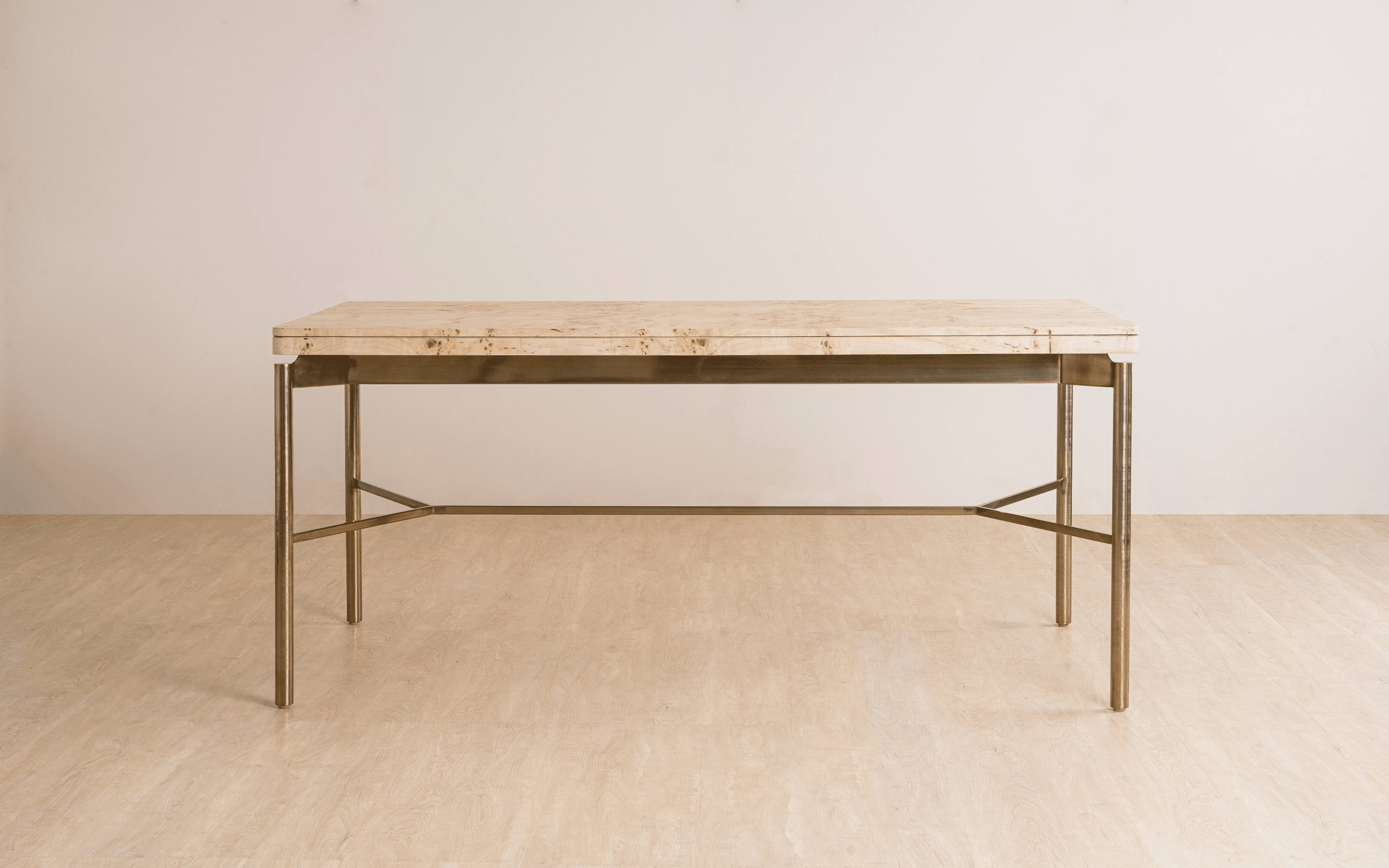 Nouve Modern 6 Seater Dining Table with Brass Legs - Close shot - Orange Tree