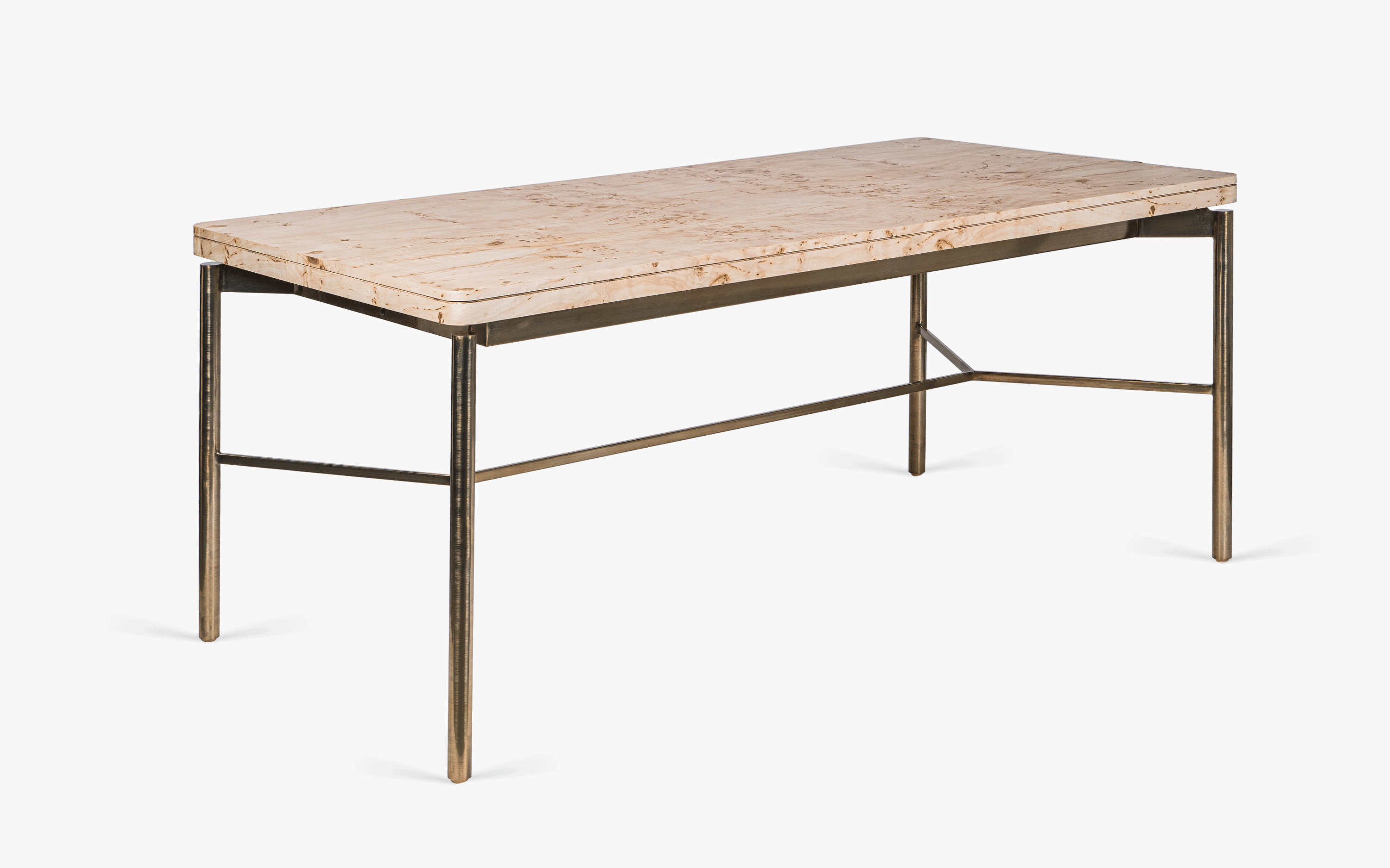Nouve Modern 6 Seater Dining Table with Brass Legs - with white background - Orange Tree