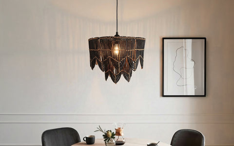 Arch Drum Hanging Lamp Small Black cane