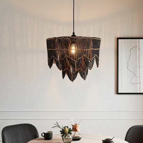Arch Drum Hanging Lamp Small Black cane