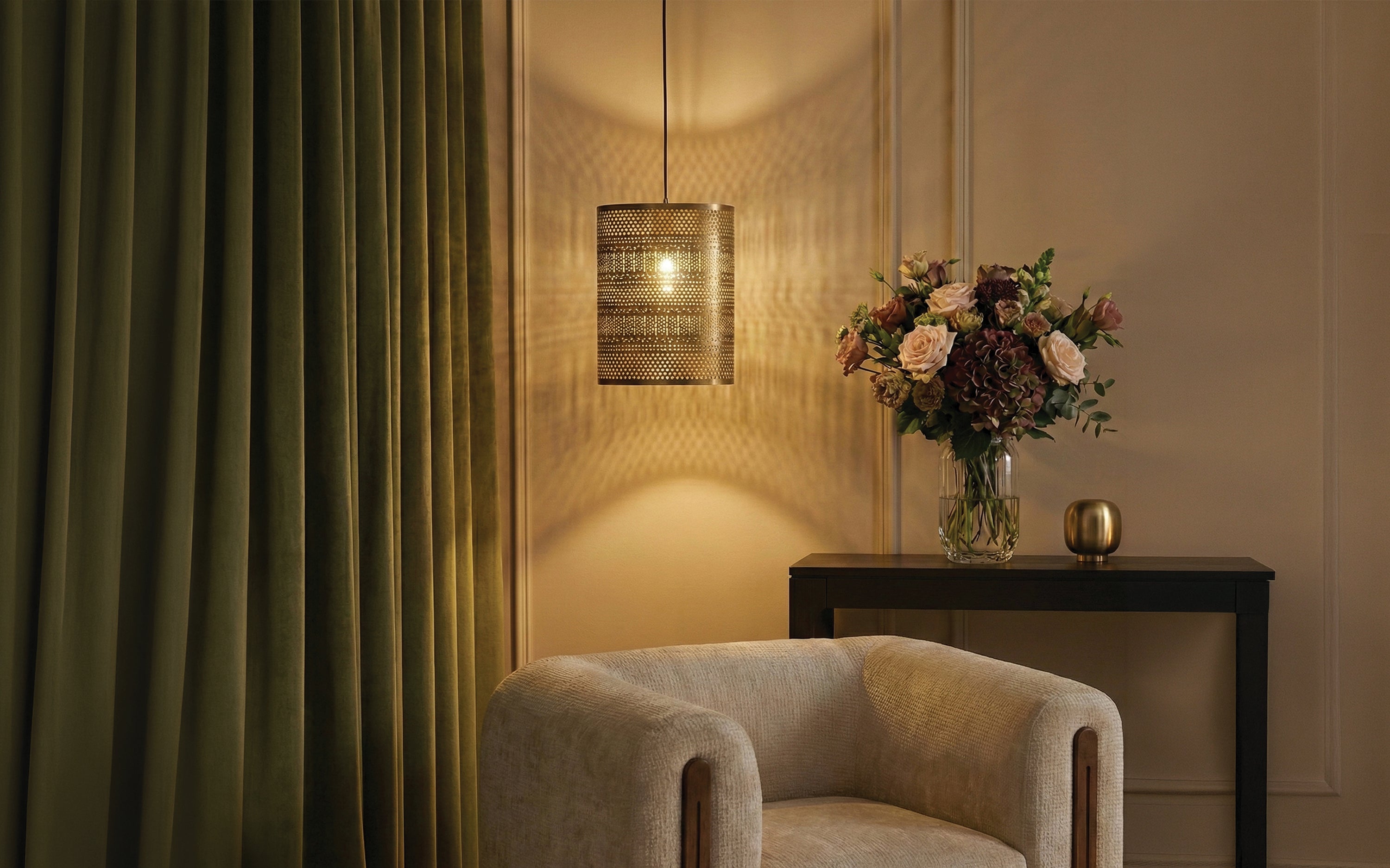 Nawal Antique Gold Metal Hanging Ceiling Light - Orange Tree