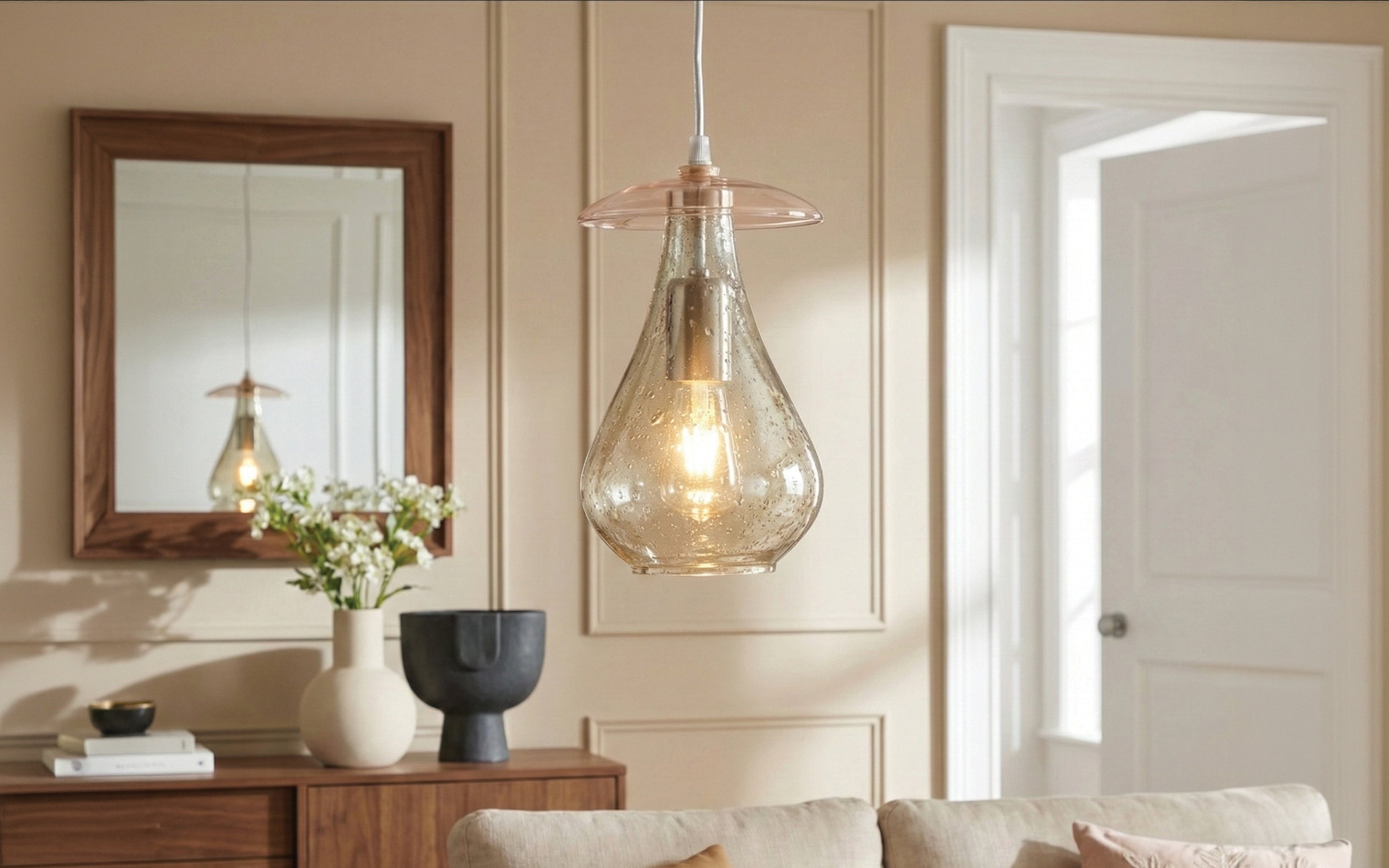 Buy Sitara Small Glass Drop Hanging Lamp for Homes - Orange Tree