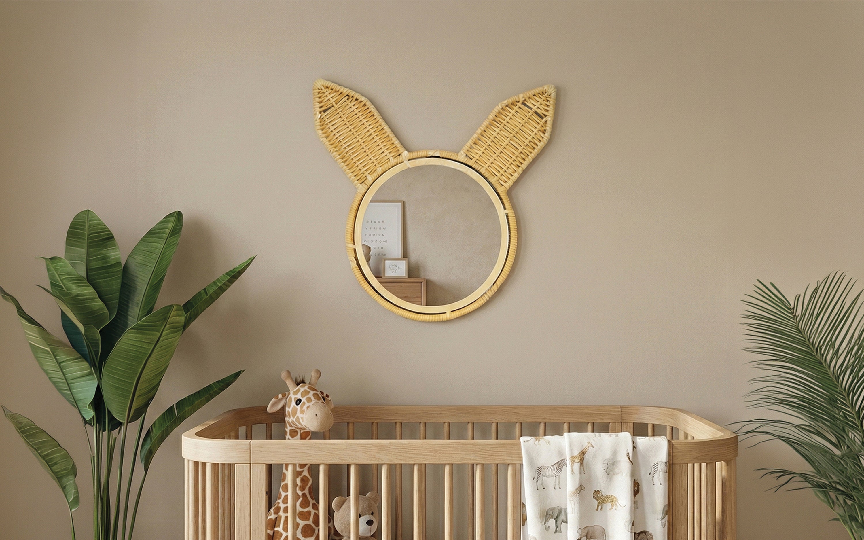 Rabbit Cane Wall Decor – Beige Natural Wall Art Design - Orange Tree