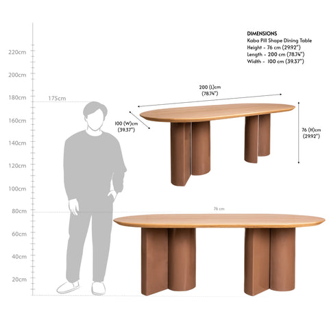Kaba Pill Shape Dining Table 6 Seater