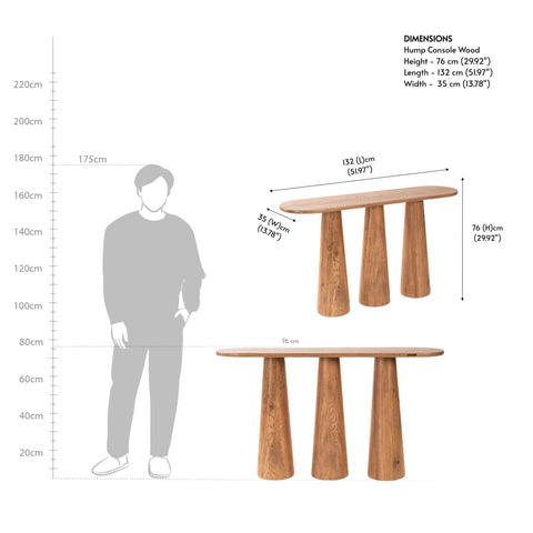 Hump Oak Wood Console Table