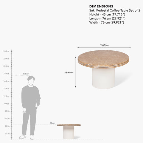 Suki Pedestal Coffee Table Set of 2