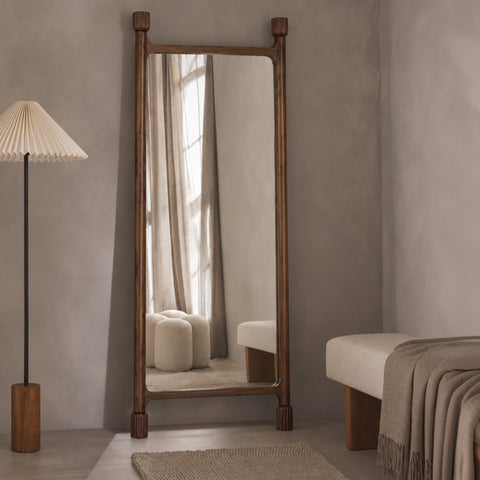 Nivah Wooden Floor Mirror Orange Tree