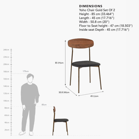 Yoho Chair Gold Set Of 2