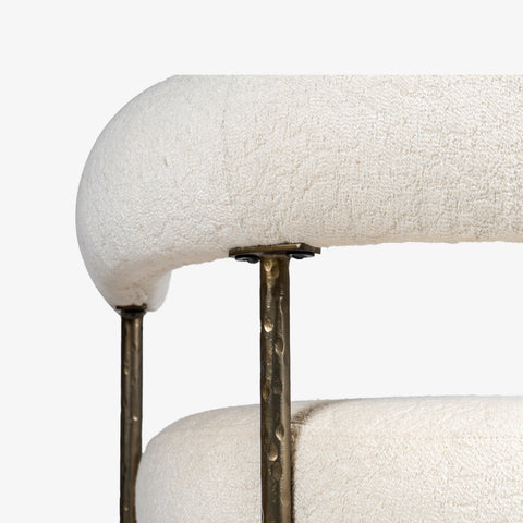 Curved upholstered backrest close-up