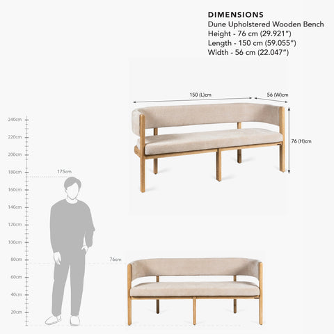 Dune Upholstered Wooden Bench