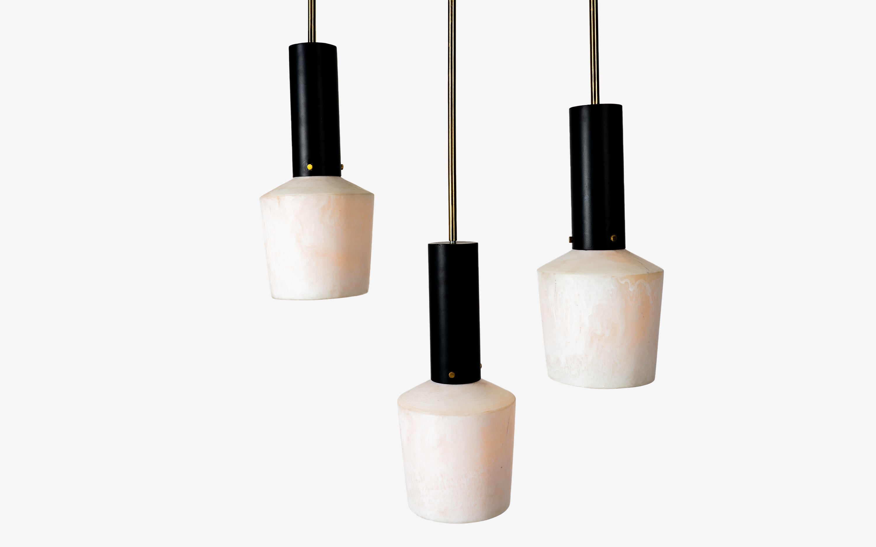 Orira Cluster Ceiling Hanging Lamp of 3 | Black Metal Frame - with white background - Orange Tree