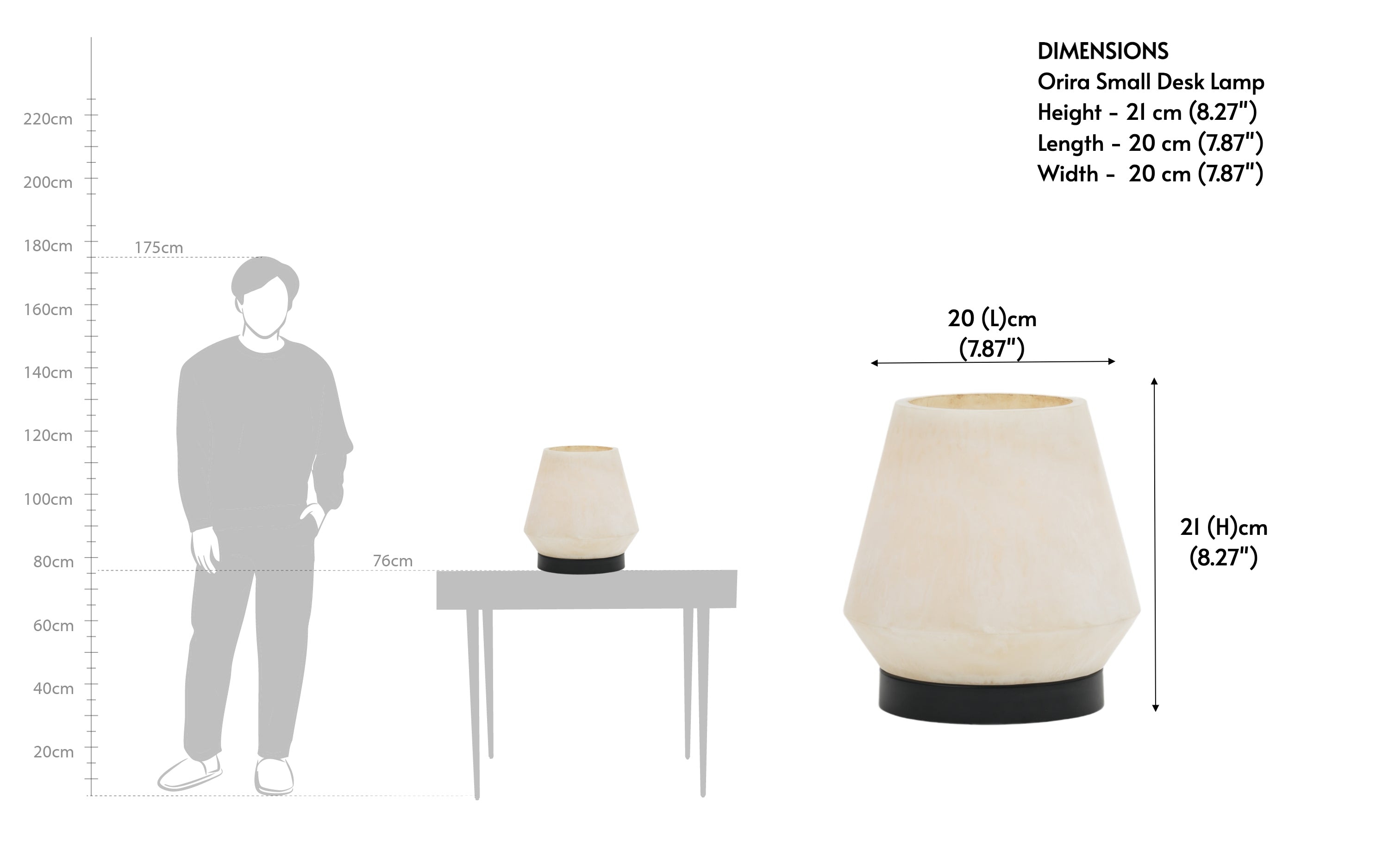 Orira Small Round Table Lamp | Marble Resin with Black Base - Close shot - from right angle - Orange Tree