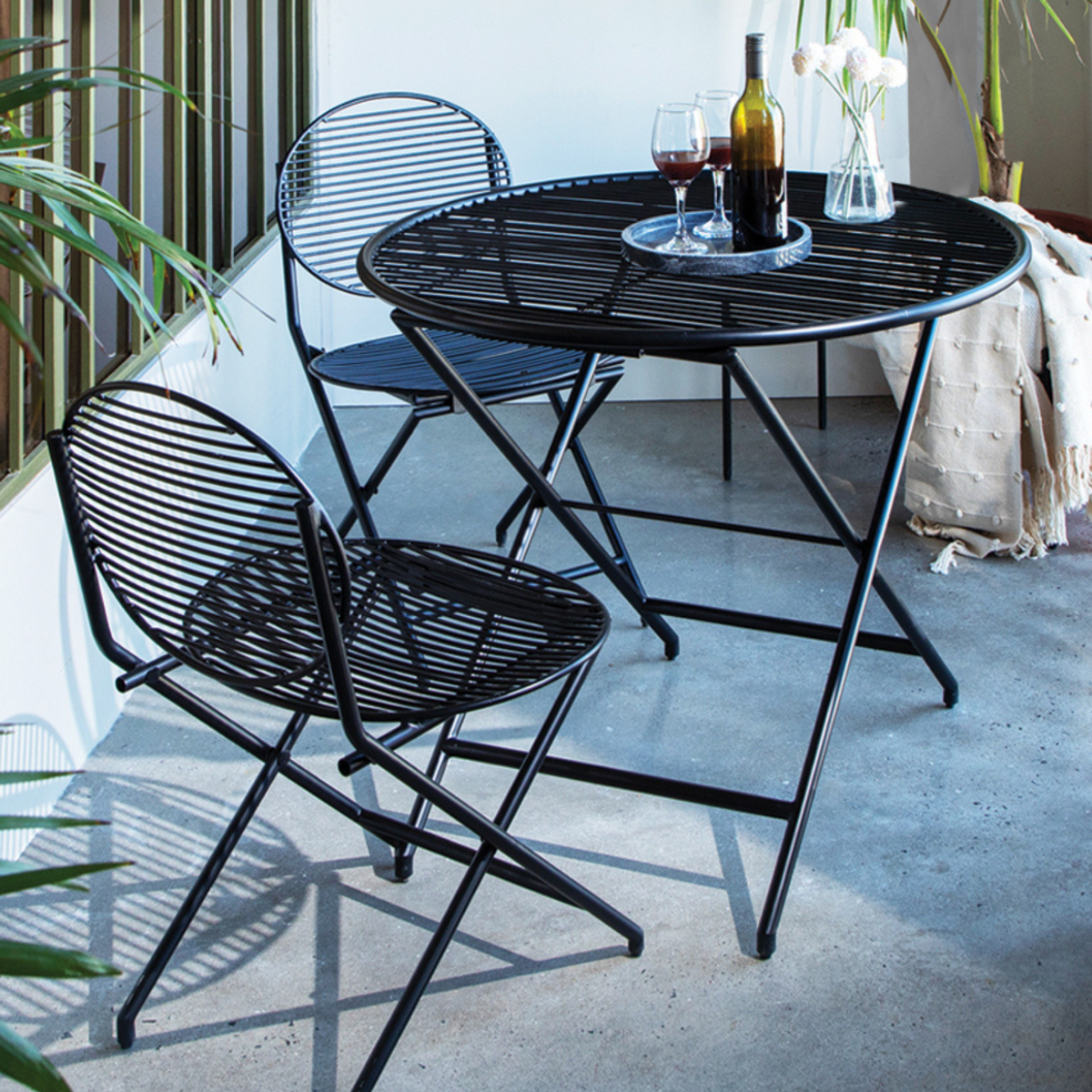 Patio Black Table Set With 2 Chairs