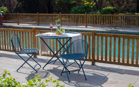 Patio Blue Table Set With 2 Chairs