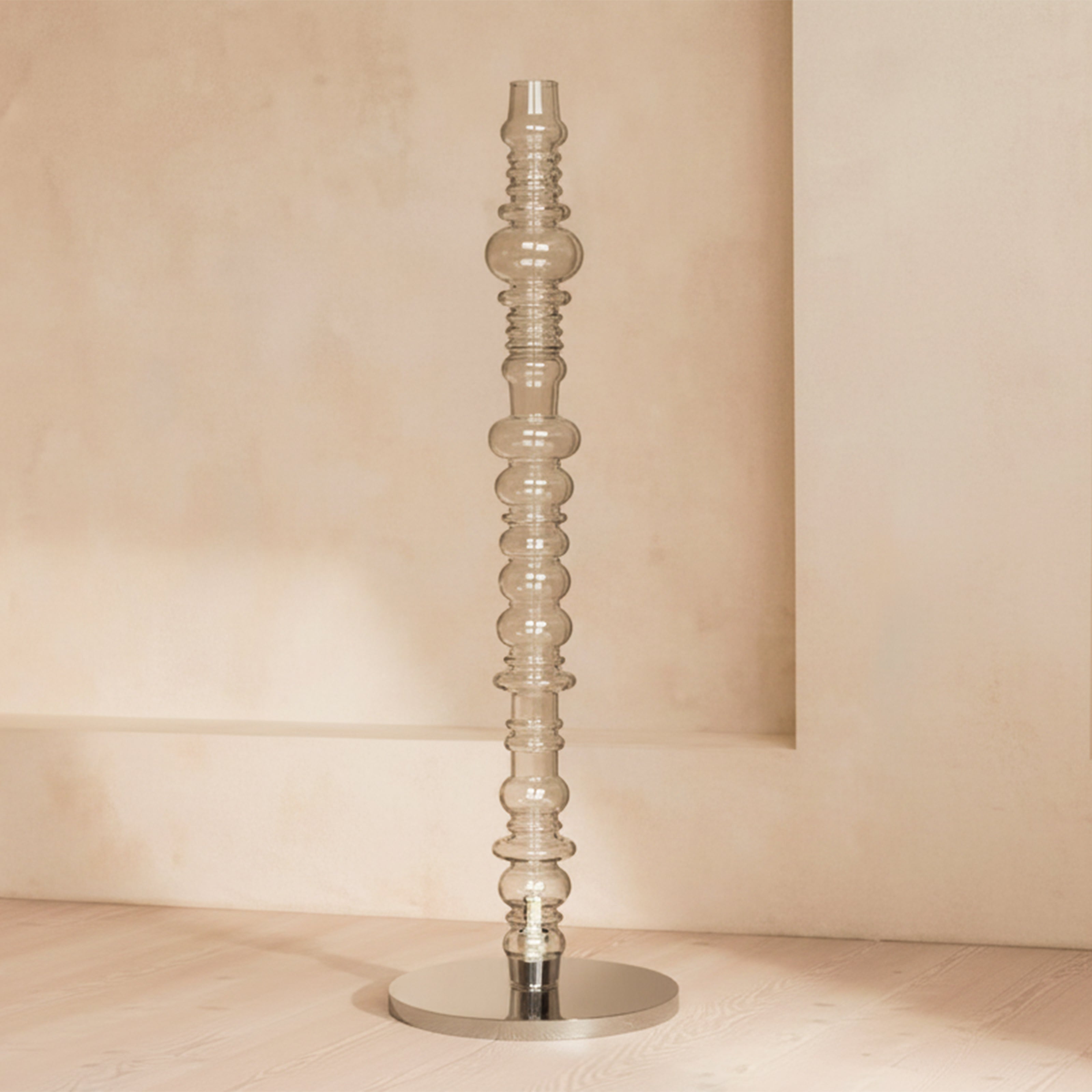 Reef sculptural floor lamp with glass form, floor lighting for living room.