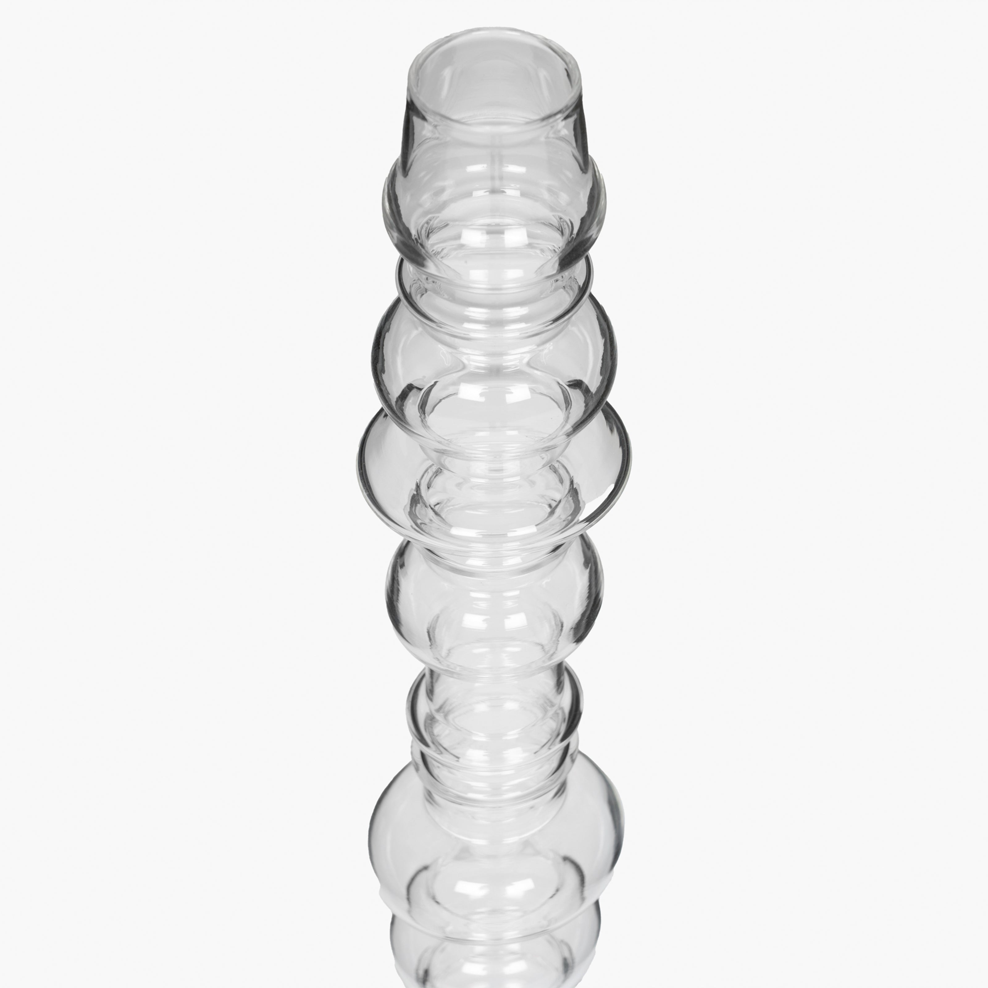 Sculptural clear glass table lamp with stacked glass form