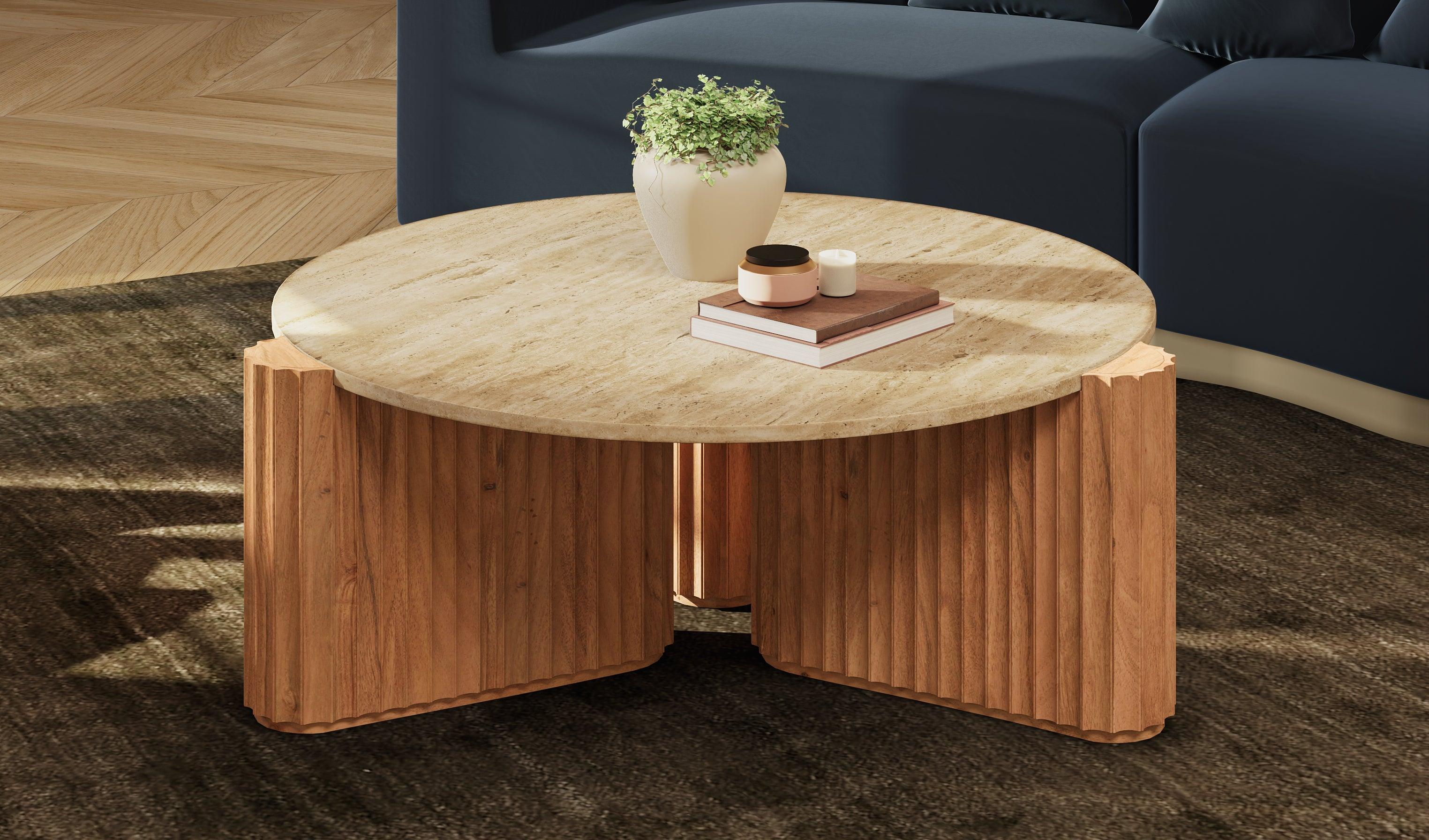 Kotaro Travertine Coffee Table