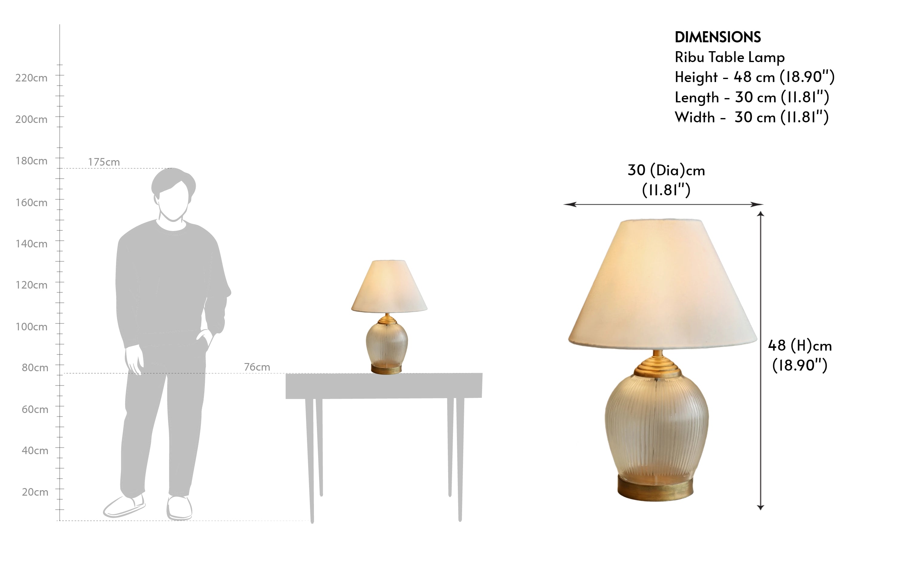 Ribu Antique Glass Bedside Table Lamp - Close shot - from right angle - Orange Tree