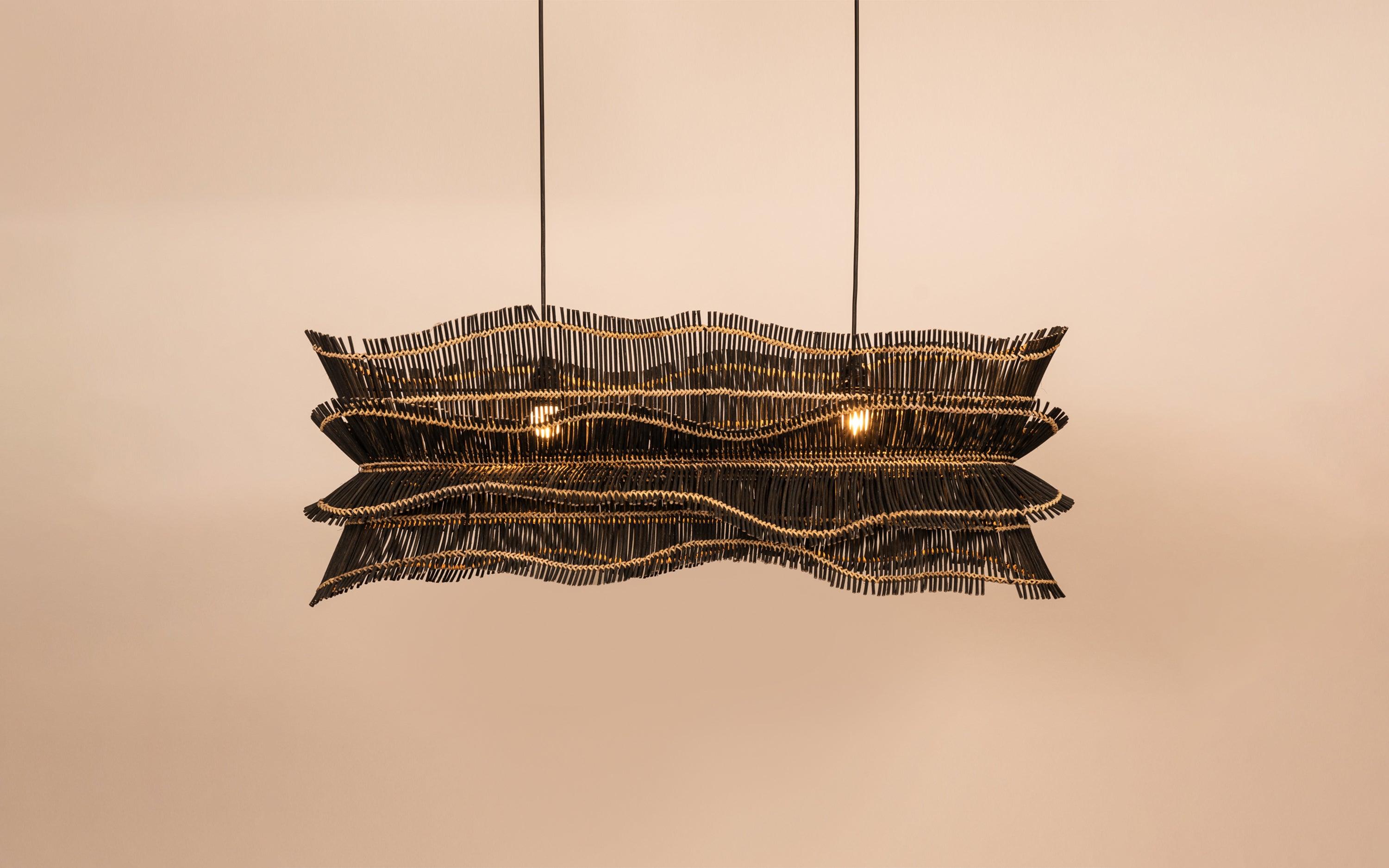Robin Black Cane Chandelier Lamp - with white background - Orange Tree