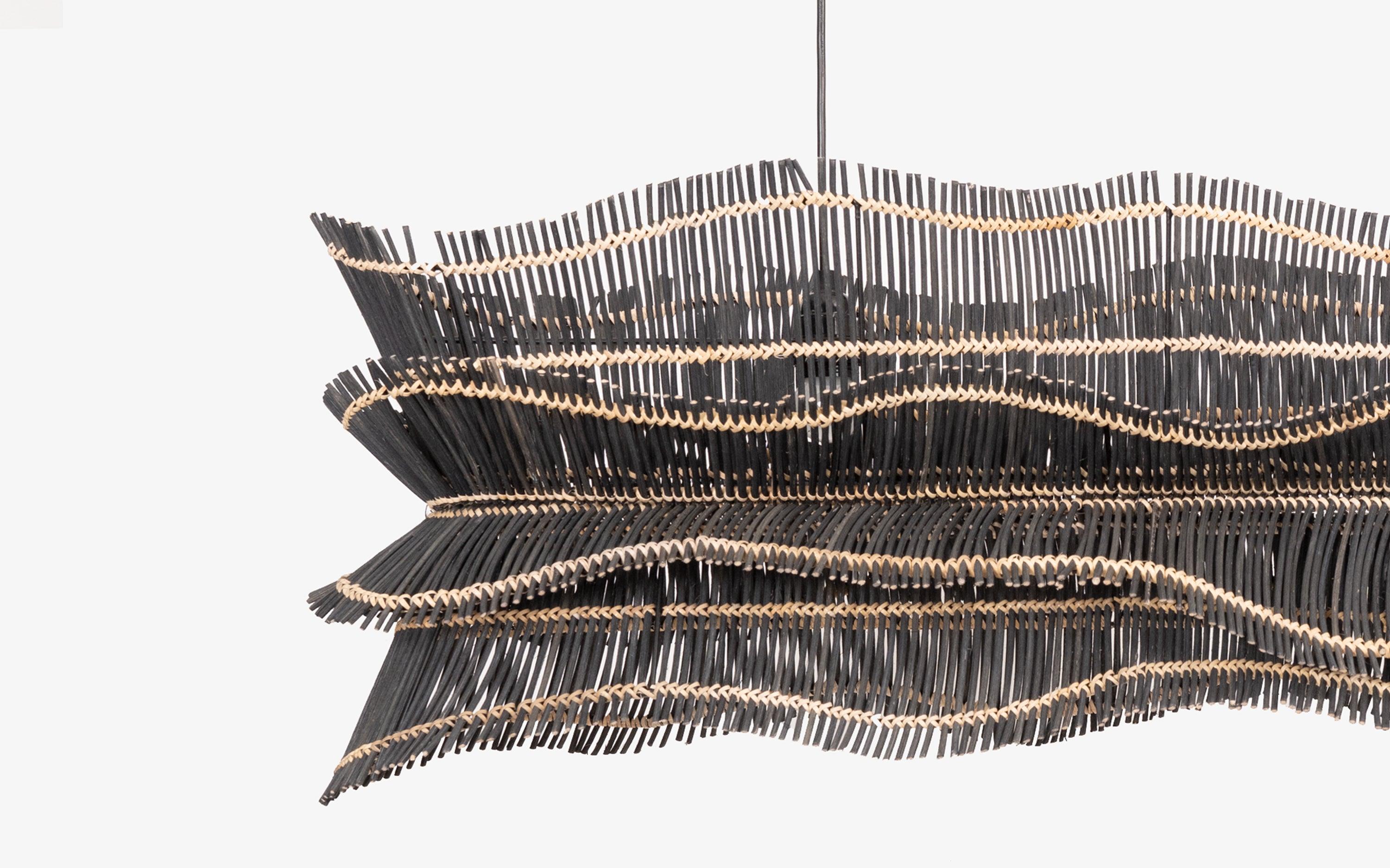 Robin Black Cane Chandelier Lamp - Close shot - from upper angle - Orange Tree