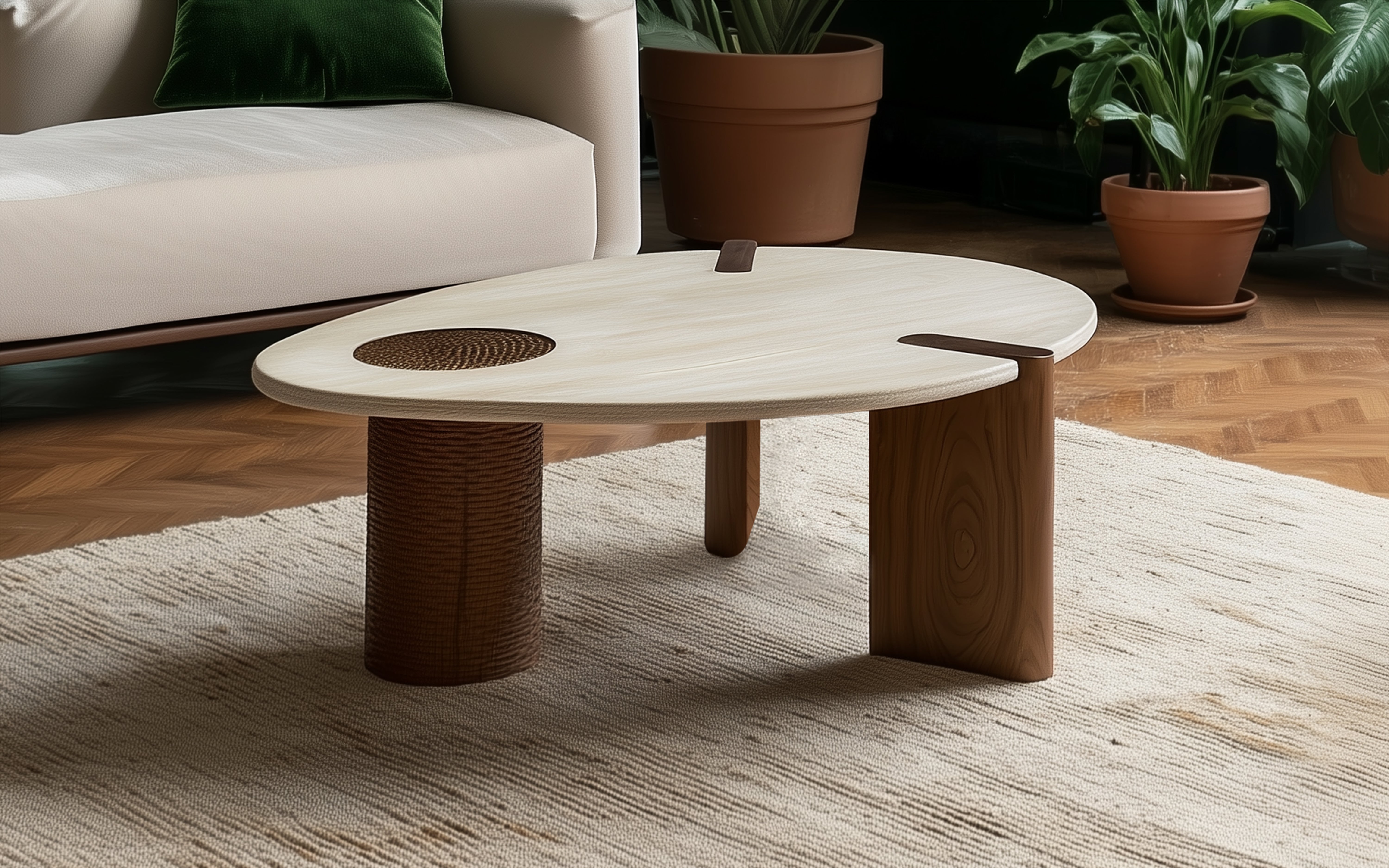 Sculpt Wooden Coffee Table | Acacia and Mango Wood - Orange Tree