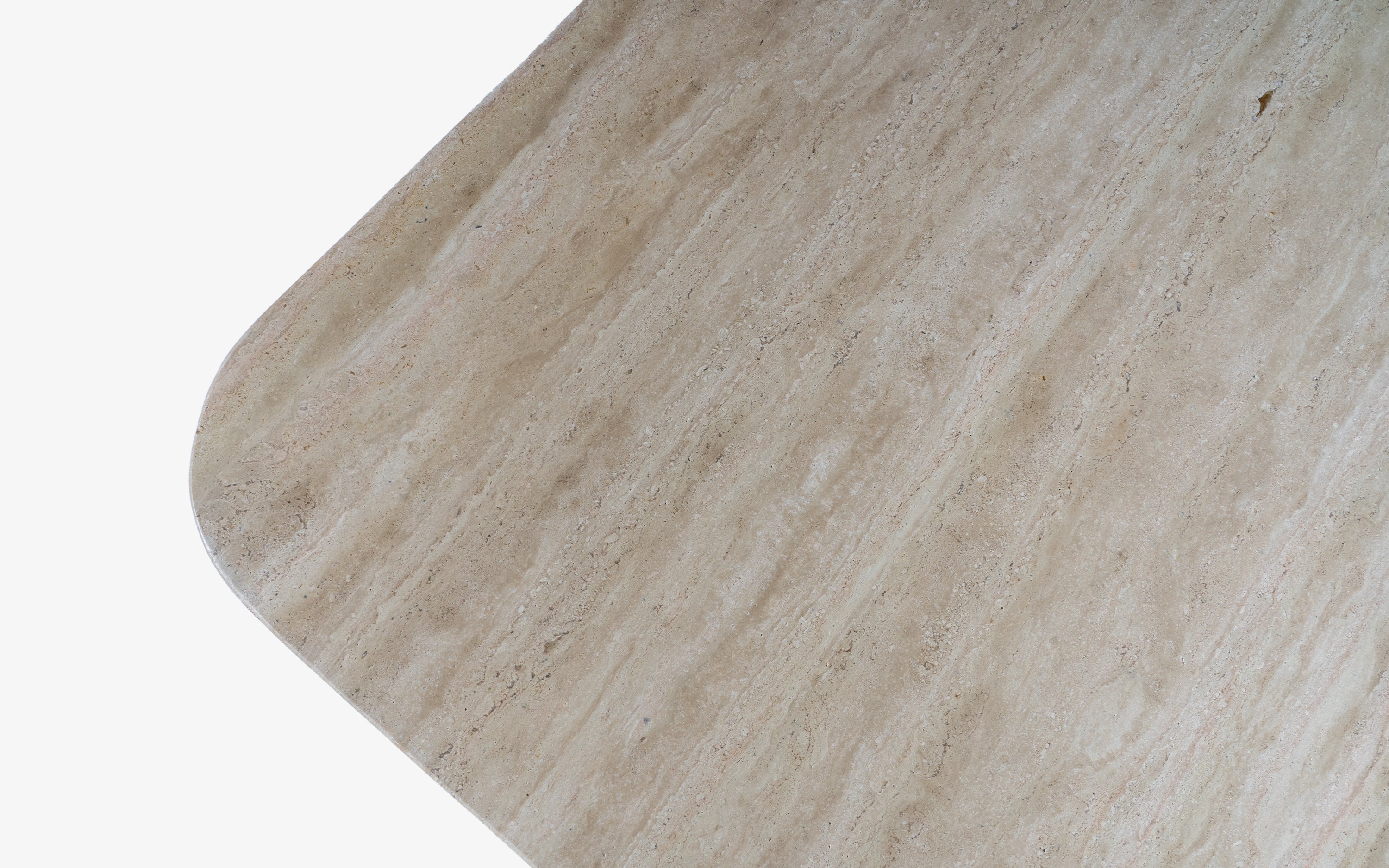 Sculpt Edge Marble Top Coffee Table | Acacia Wood, Walnut Finish - Close shot - from left angle - Orange Tree