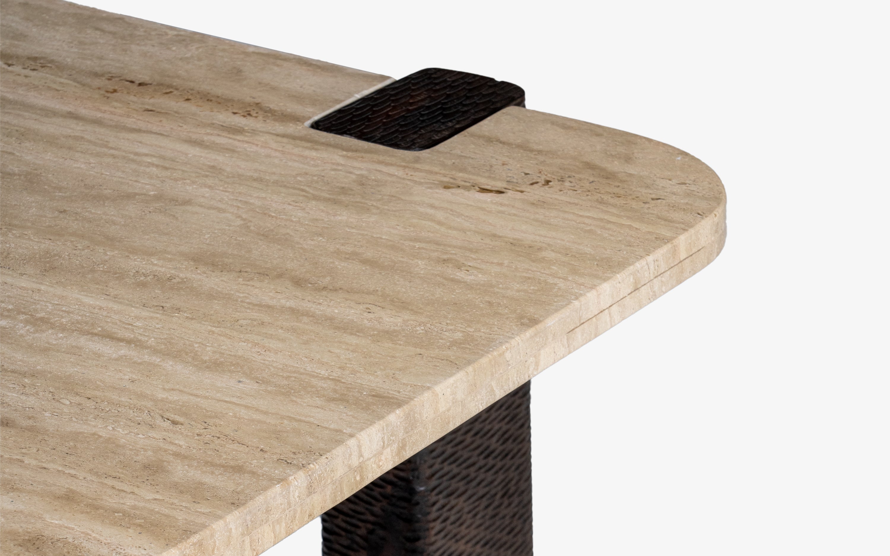 Sculpt Edge Marble Top Coffee Table | Acacia Wood, Walnut Finish - with white background - Orange Tree
