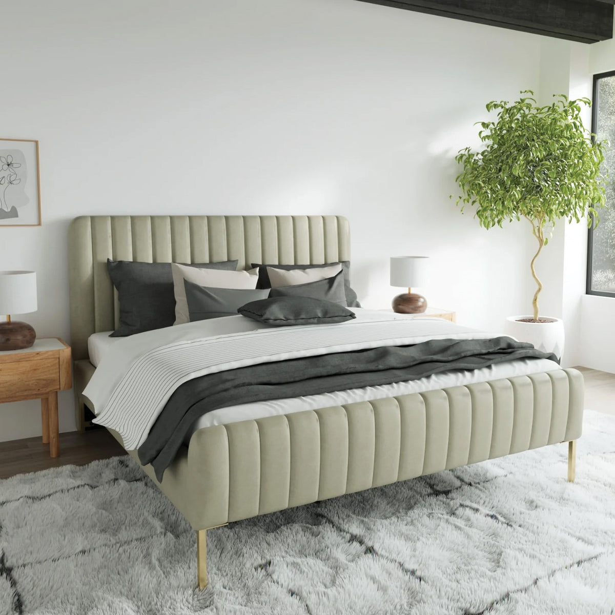 Seana Upholstered King Non Storage Bed