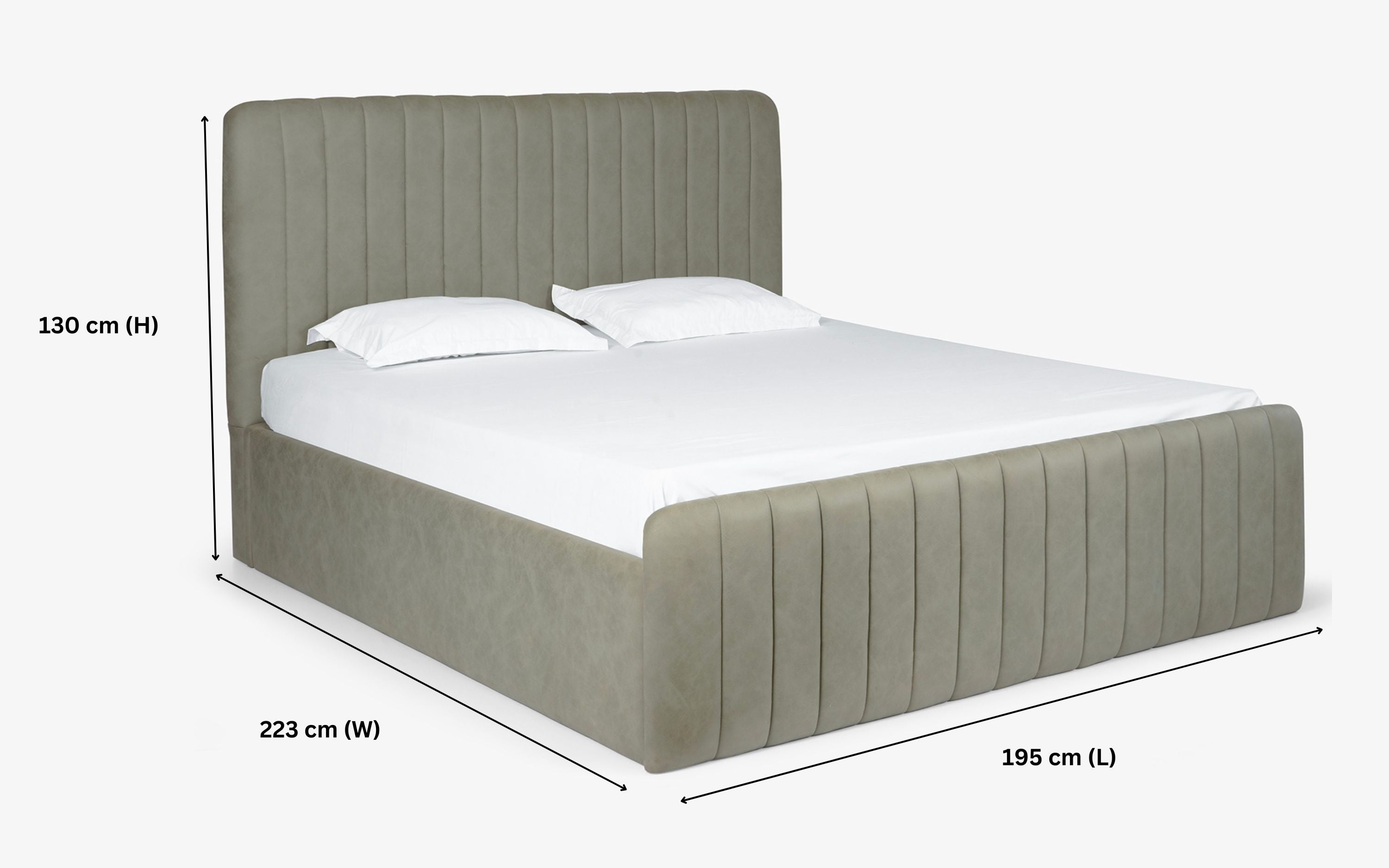 Seana Upholstered King Hydraulic Bed with metal legs - with white background - Orange Tree