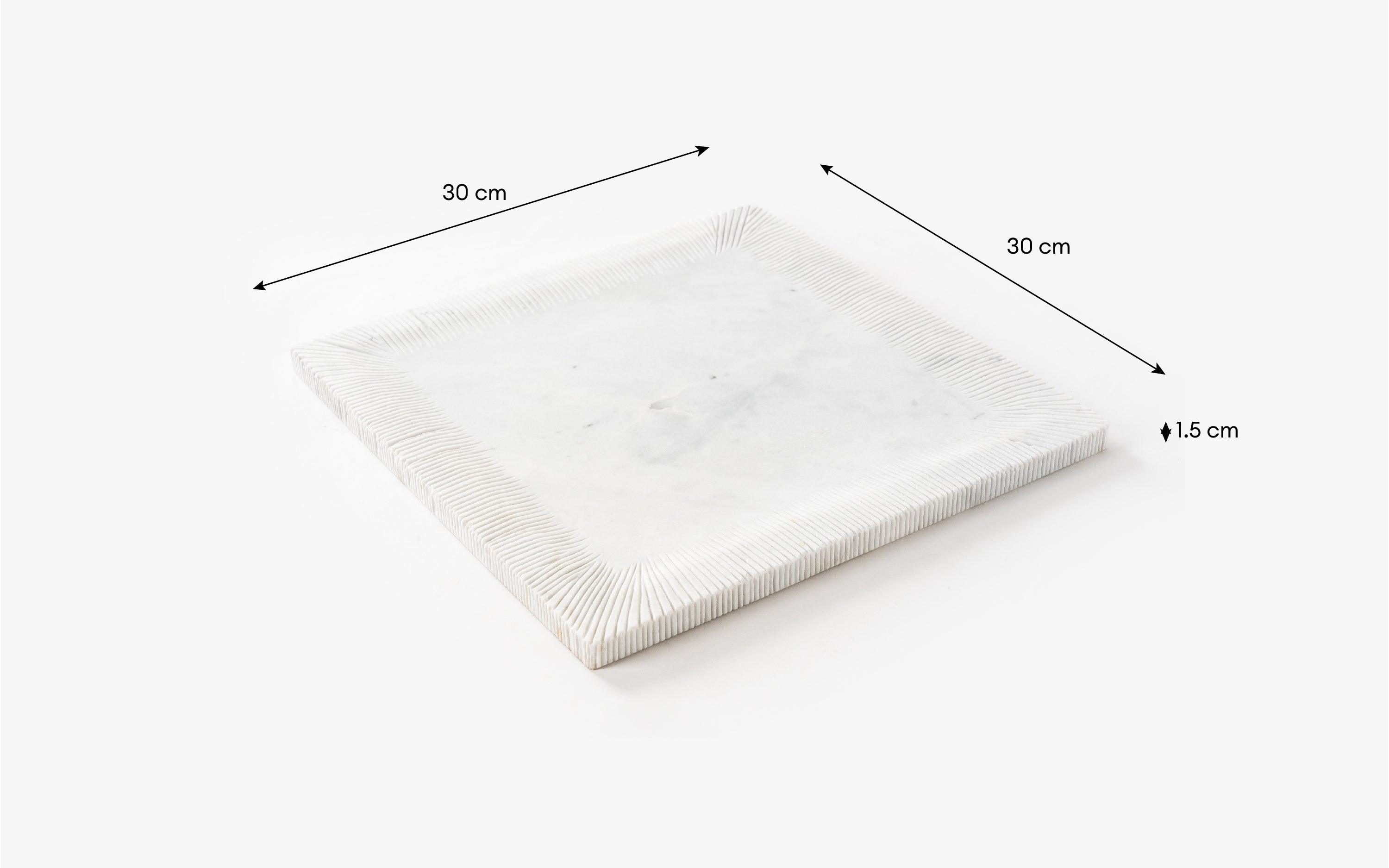 Buy Sierra Large Square Marble Platter | Elegant Serving Tray - with white background - Orange Tree