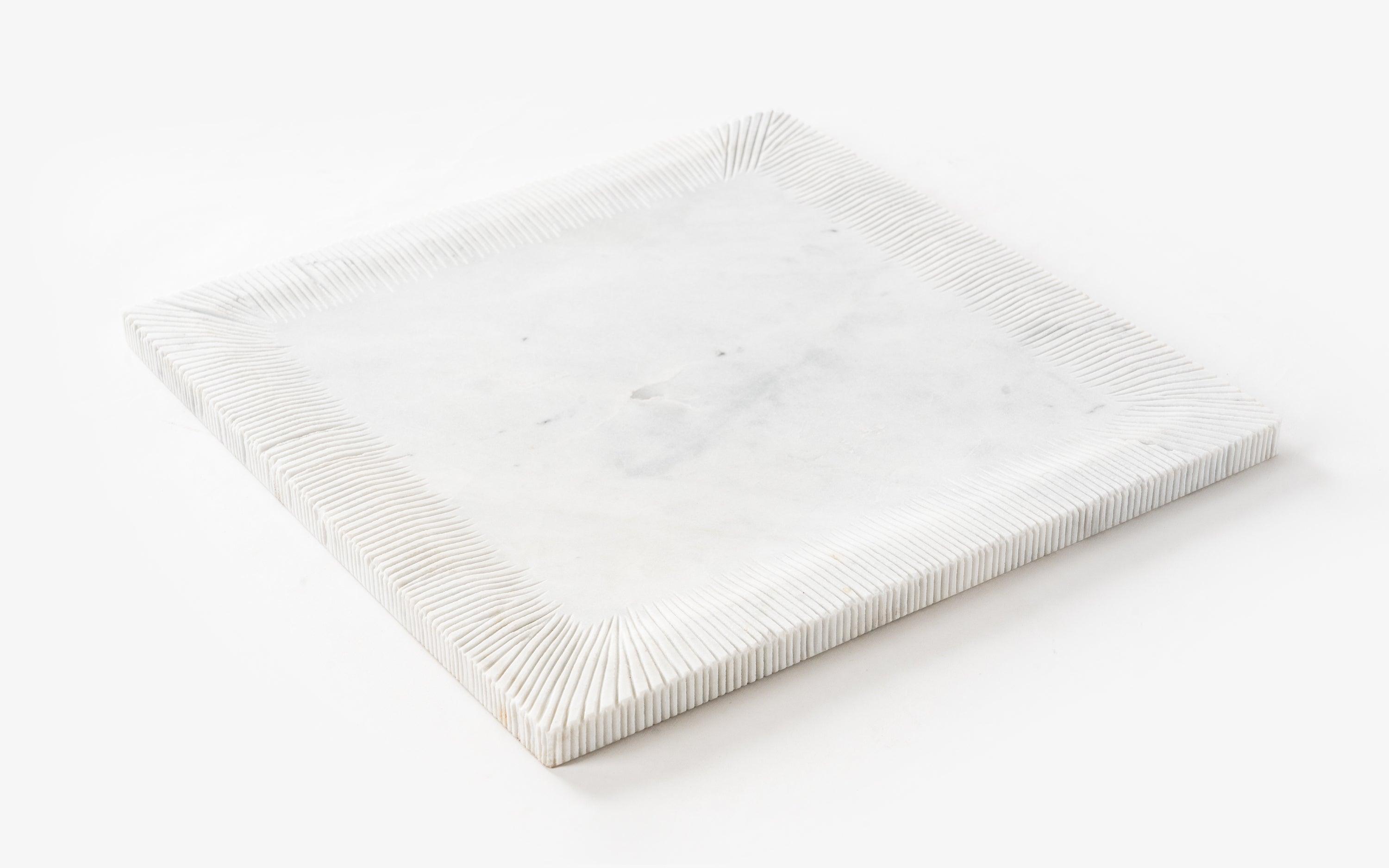 Buy Sierra Large Square Marble Platter | Elegant Serving Tray - with white background - Orange Tree