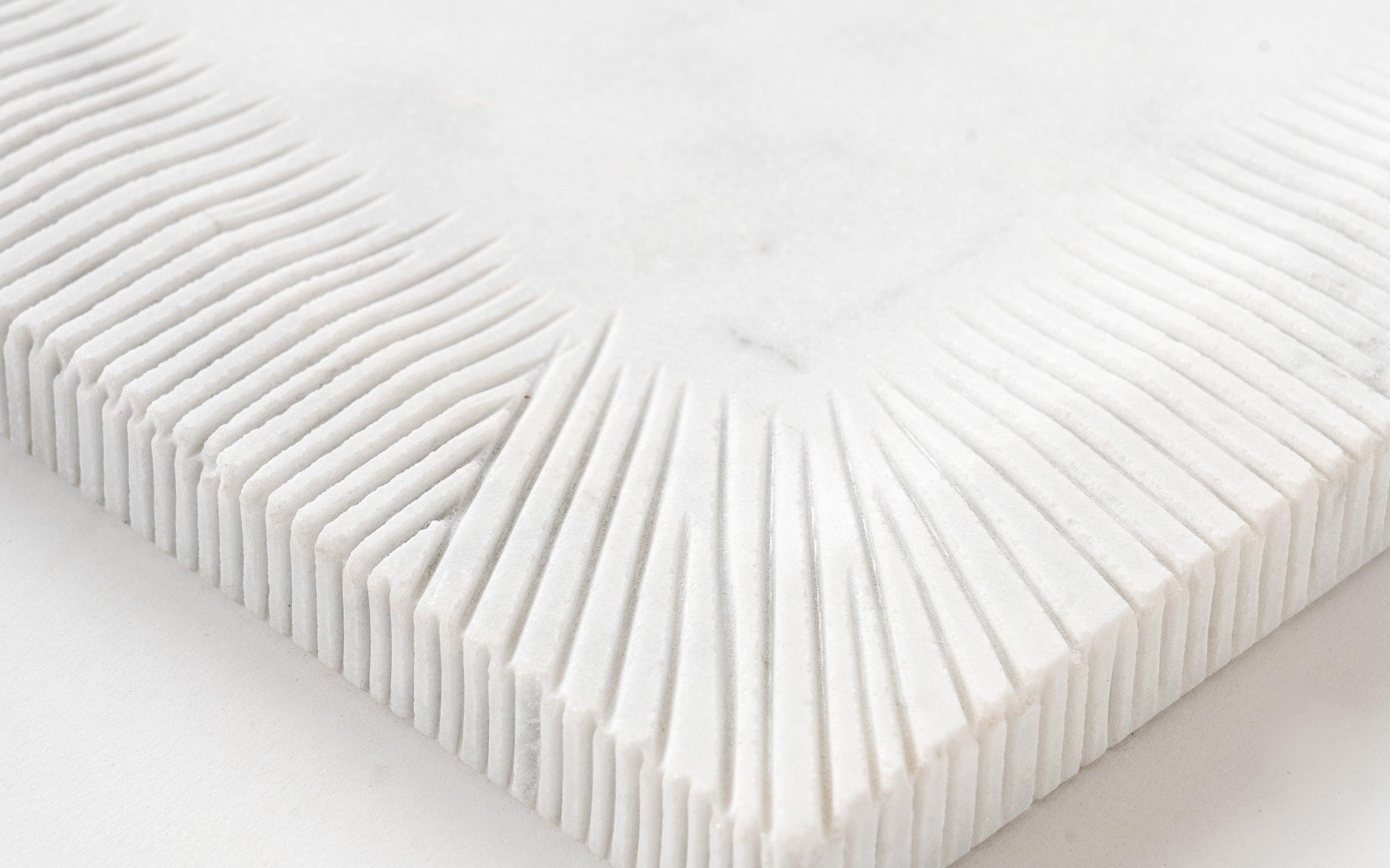 Sierra Square Platter Small – Banswara Marble, Matte Finish - Close shot - from right angle - Orange Tree