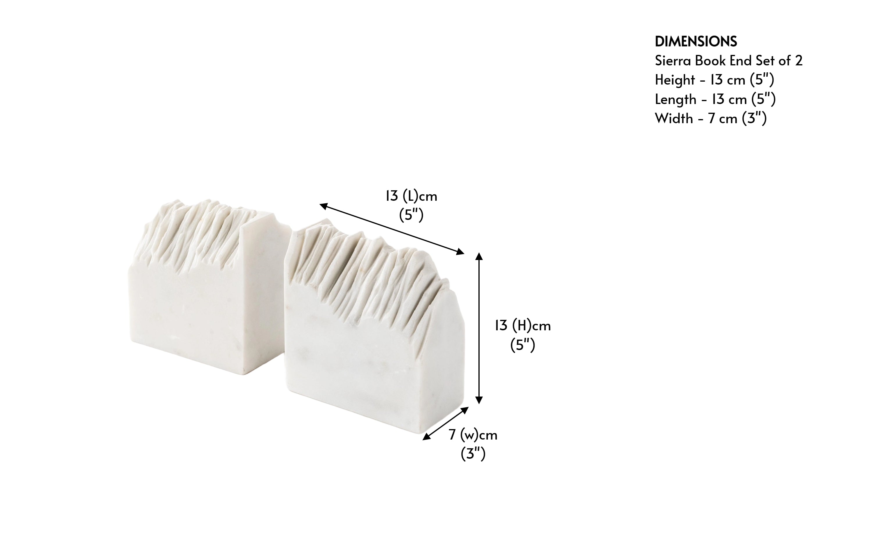 Sierra Book End Set of 2 in Banswara Marble, Matte Finish - Close shot - from right angle - Orange Tree
