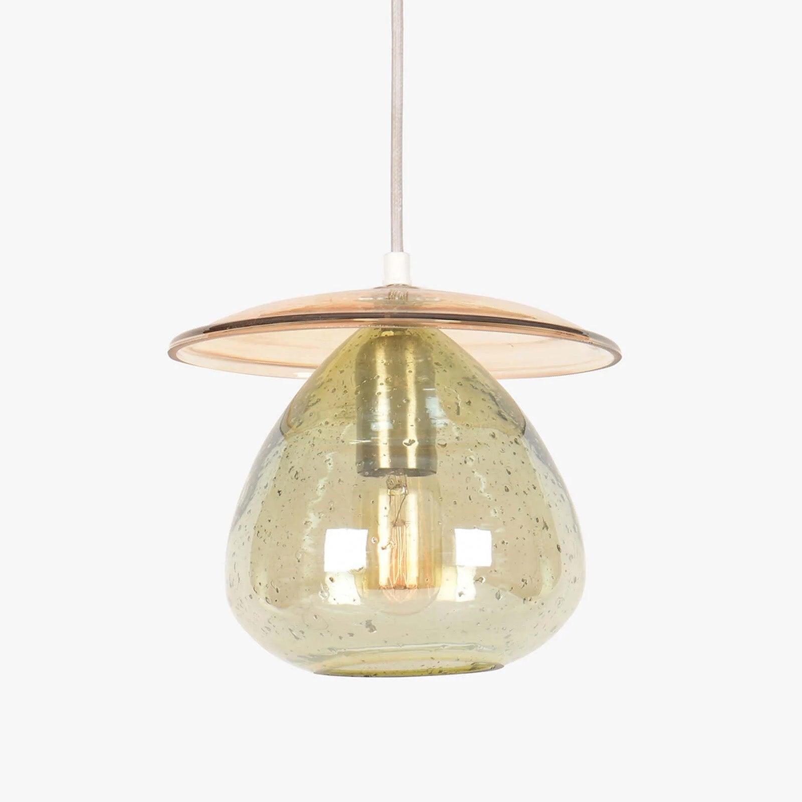 Sitara Squat Glass Hanging Lamp Green