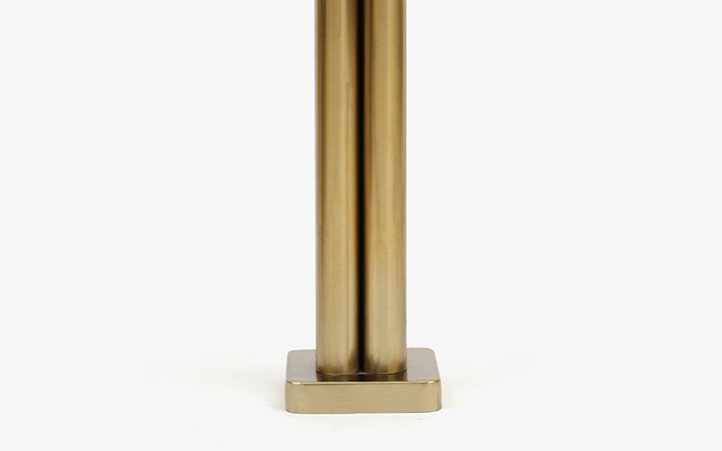 Solis Gold Table Lamp | Gold Finished Base & White Linen Shade - Close shot - from upper angle - Orange Tree