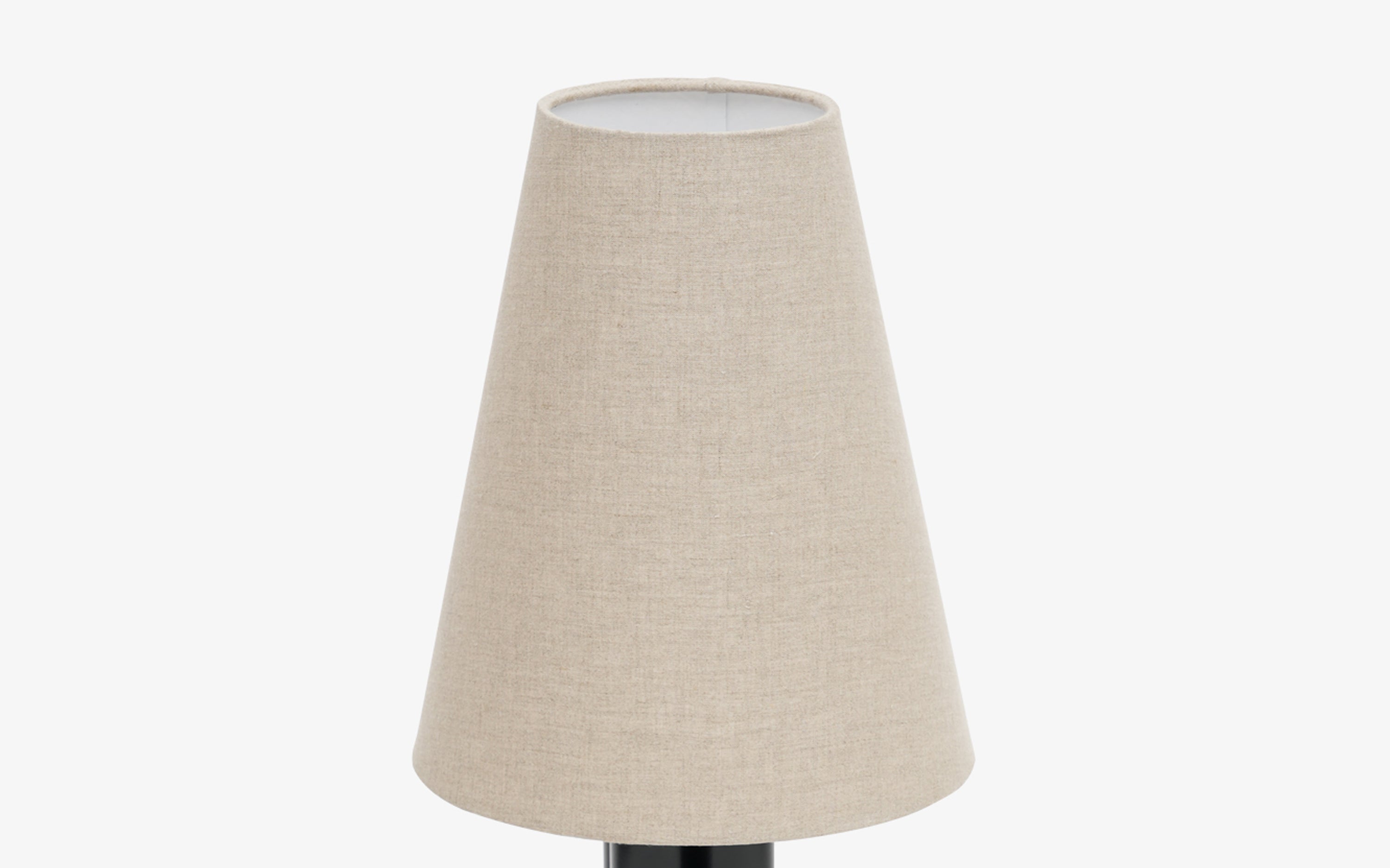 Solis Tall Table Lamp | Black Metal Base & White Linen Shade - with white background - Orange Tree