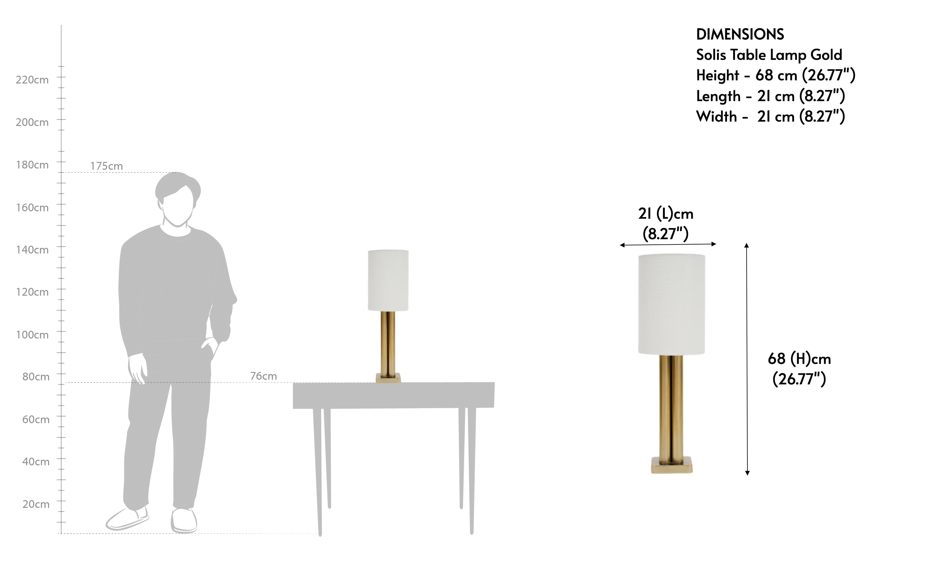 Solis Gold Table Lamp | Gold Finished Base & White Linen Shade - Close shot - from right angle - Orange Tree