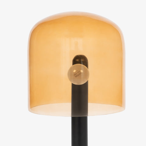 Detailed view of the translucent amber shade, ideal for soft bedroom table lamps lighting.