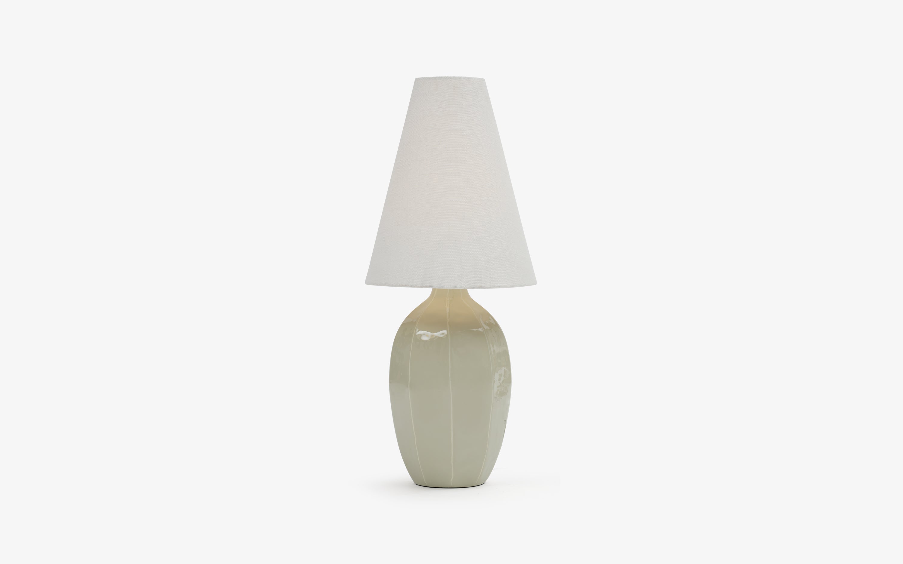Taoza Vase Sage Green Table Lamp | Metal Base & Fabric Shade - with white background - Orange Tree