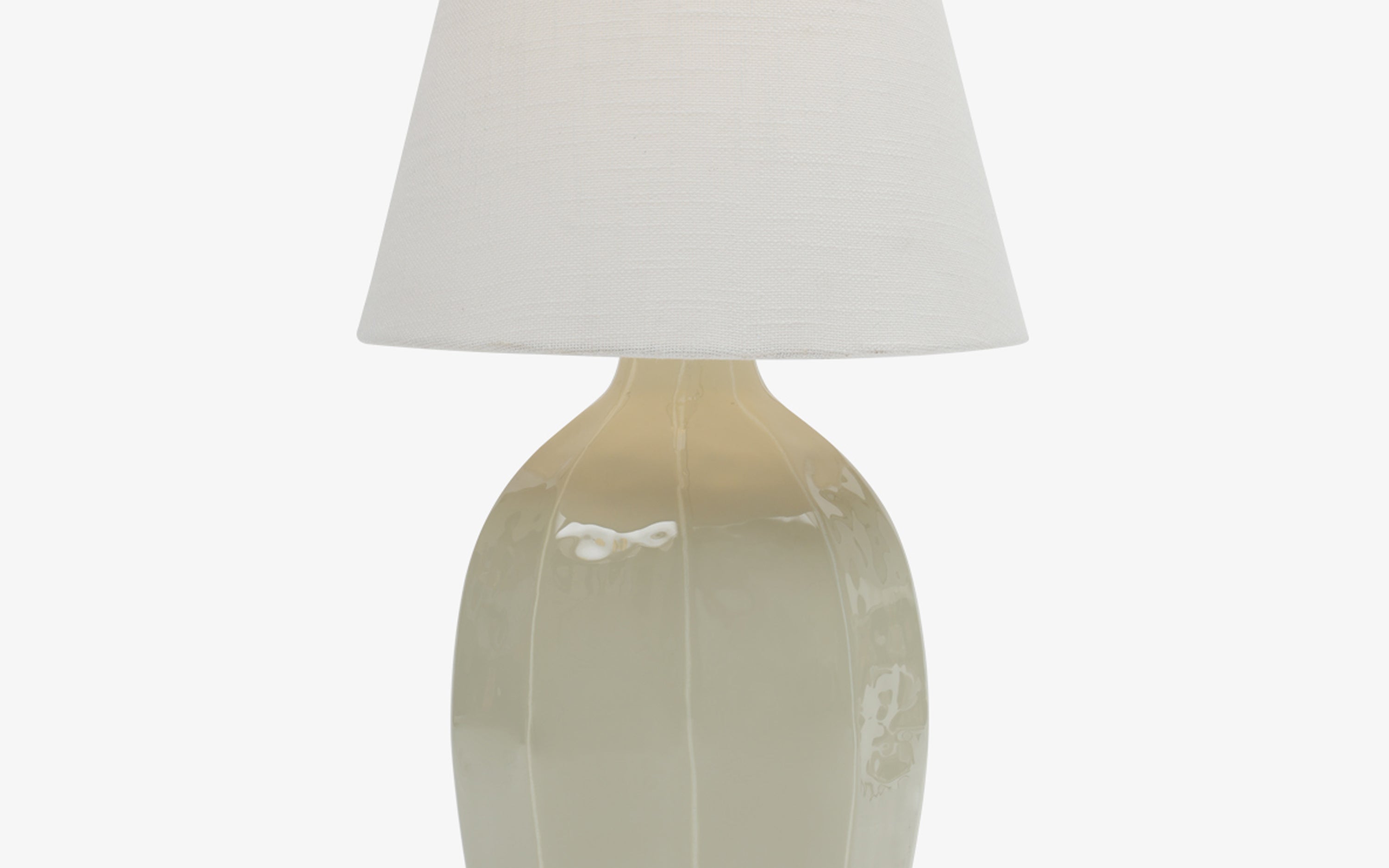 Taoza Vase Sage Green Table Lamp | Metal Base & Fabric Shade - Close shot - from upper angle - Orange Tree