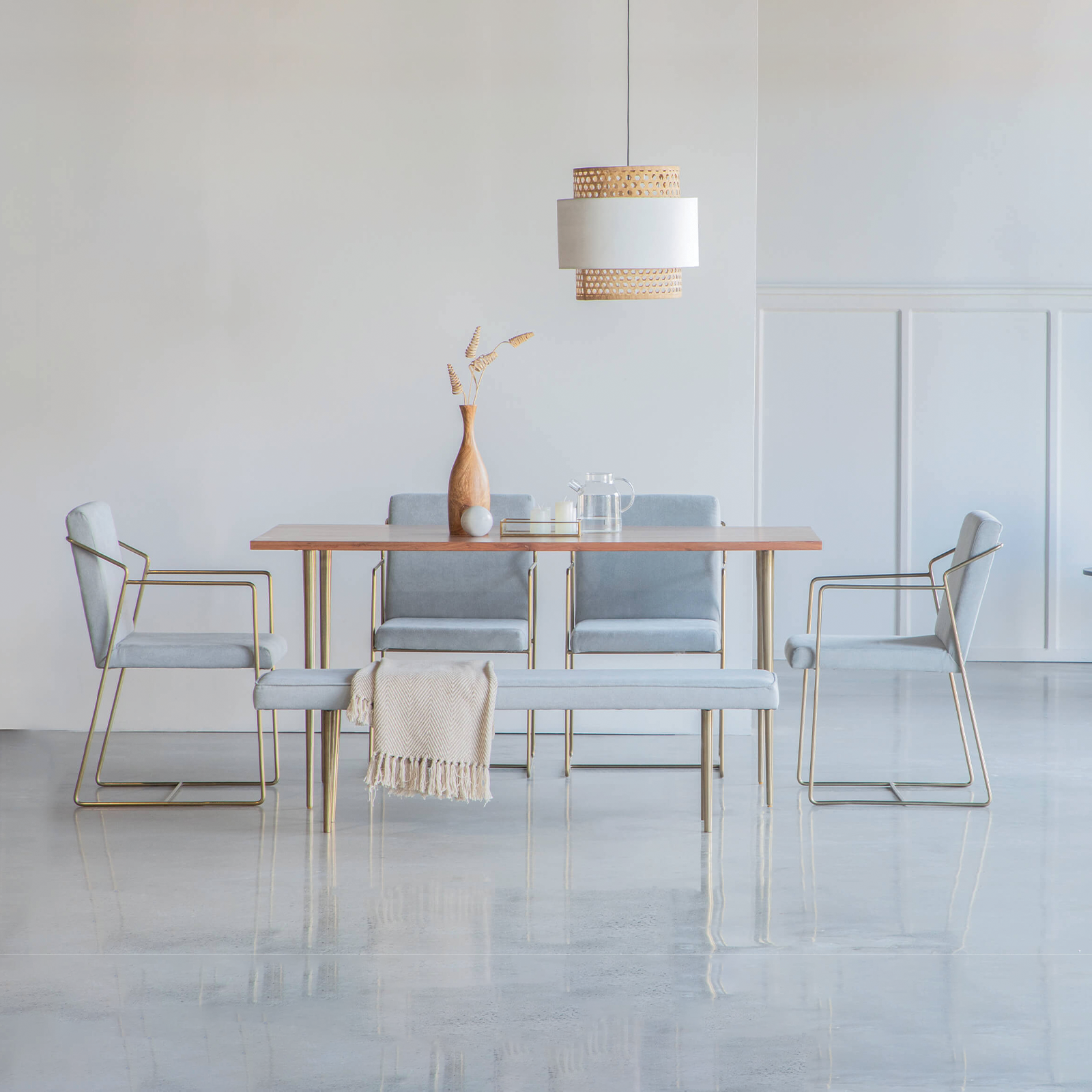 Toshi Dining Table With 4 Chairs and 1 Bench